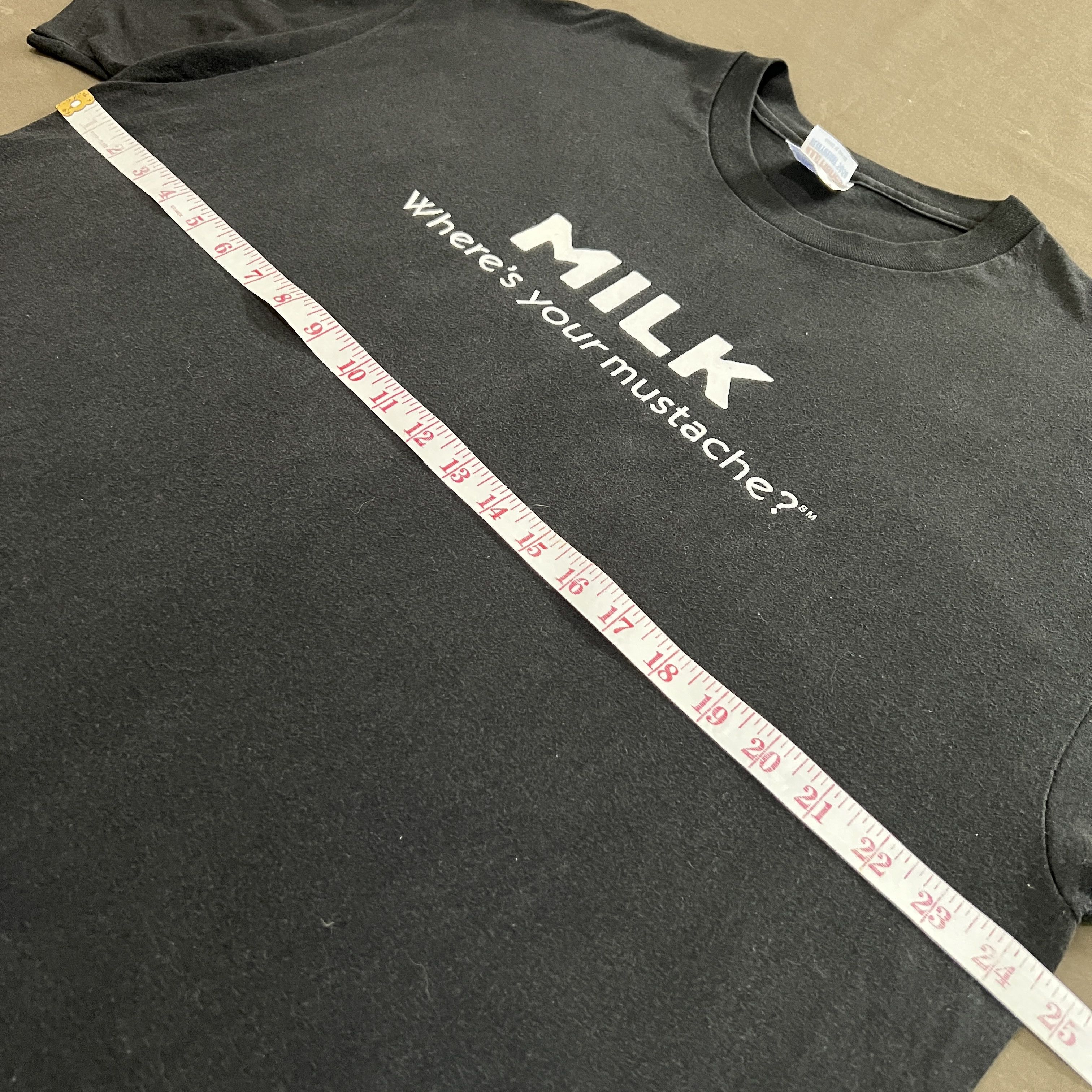 Hanes × Vintage Vintage 90s milk where's your mustache Promo Tee Faded quote Size US XL / EU 56 / 4 - 5 Thumbnail