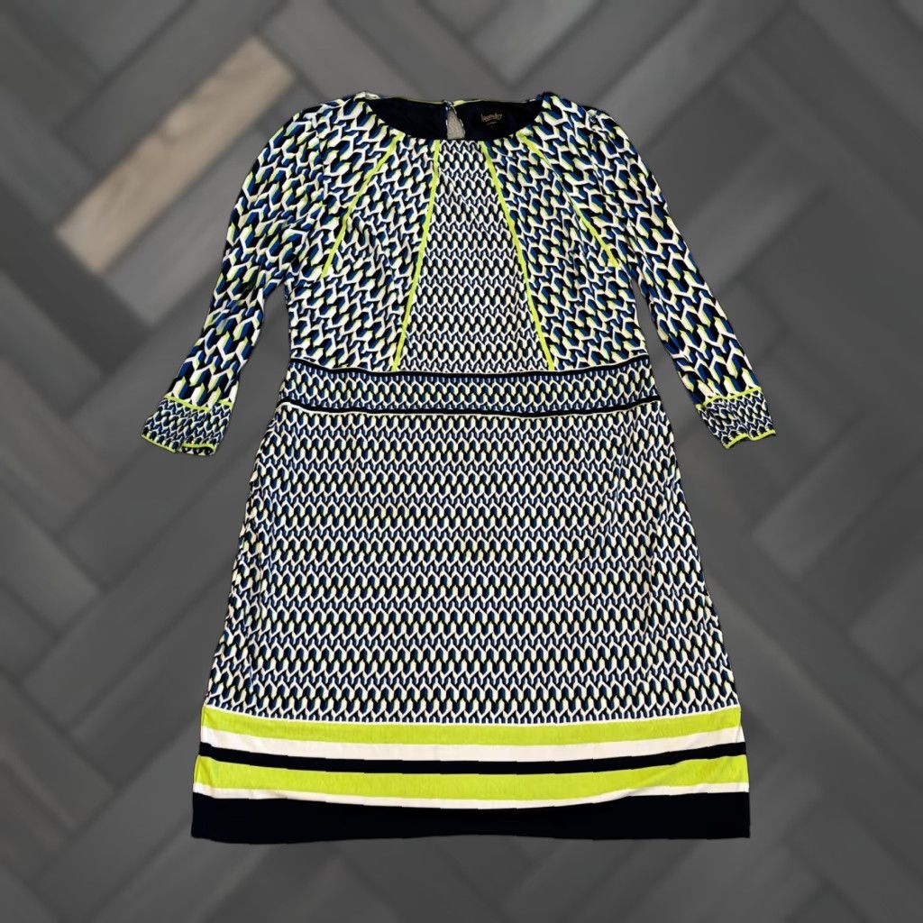 Laundry by Shelli Segal Laundry by Shelli Segal Dress Womens Large Blue Geometric Long Sleeve Tunic Size L / US 10 / IT 46 - 1 Thumbnail