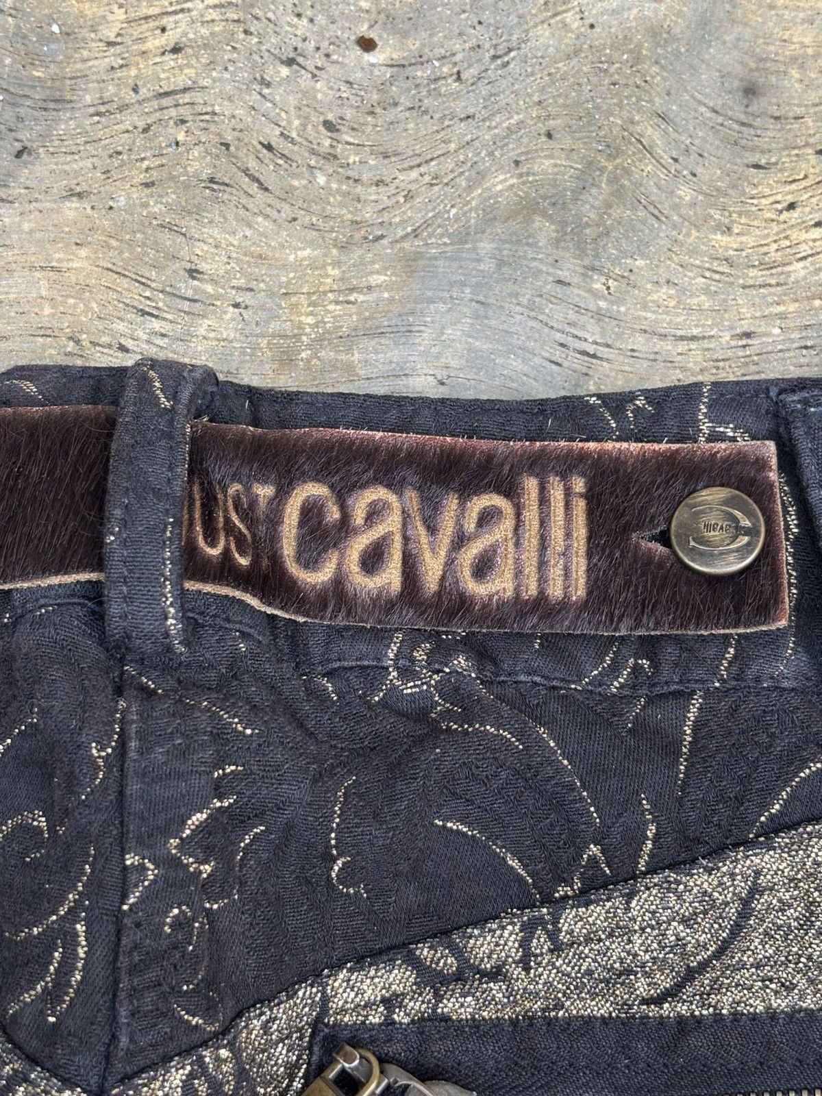 Roberto Cavalli Y2K Gold Glitter Denim Jeans Size 27" / US 4 / IT 40 - 9 Thumbnail