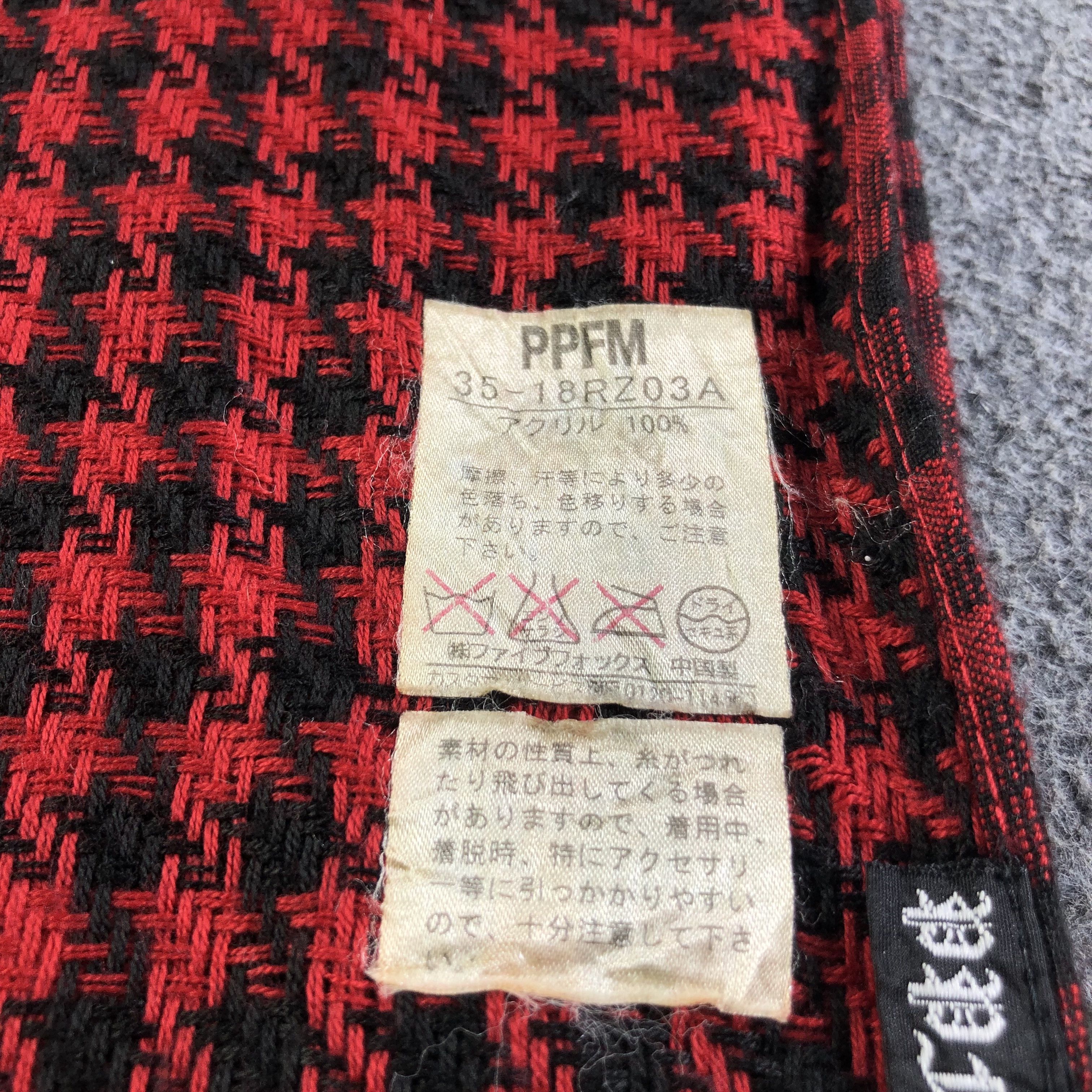 PPFM PPFM Gingham Houndstooth Wool Scarf Muffler V1849 Size ONE SIZE - 5 Thumbnail