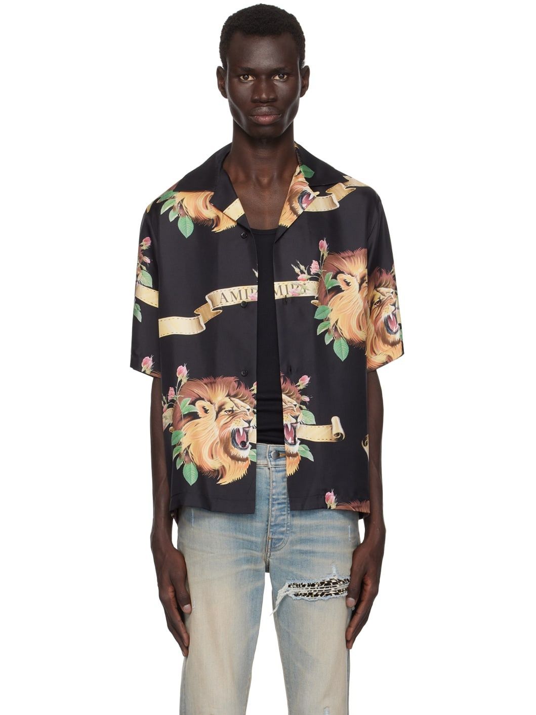 Amiri o1orln1025 Lion Bowling Shirt in Multicolor Size US M / EU 48-50 / 2 - 2 Thumbnail