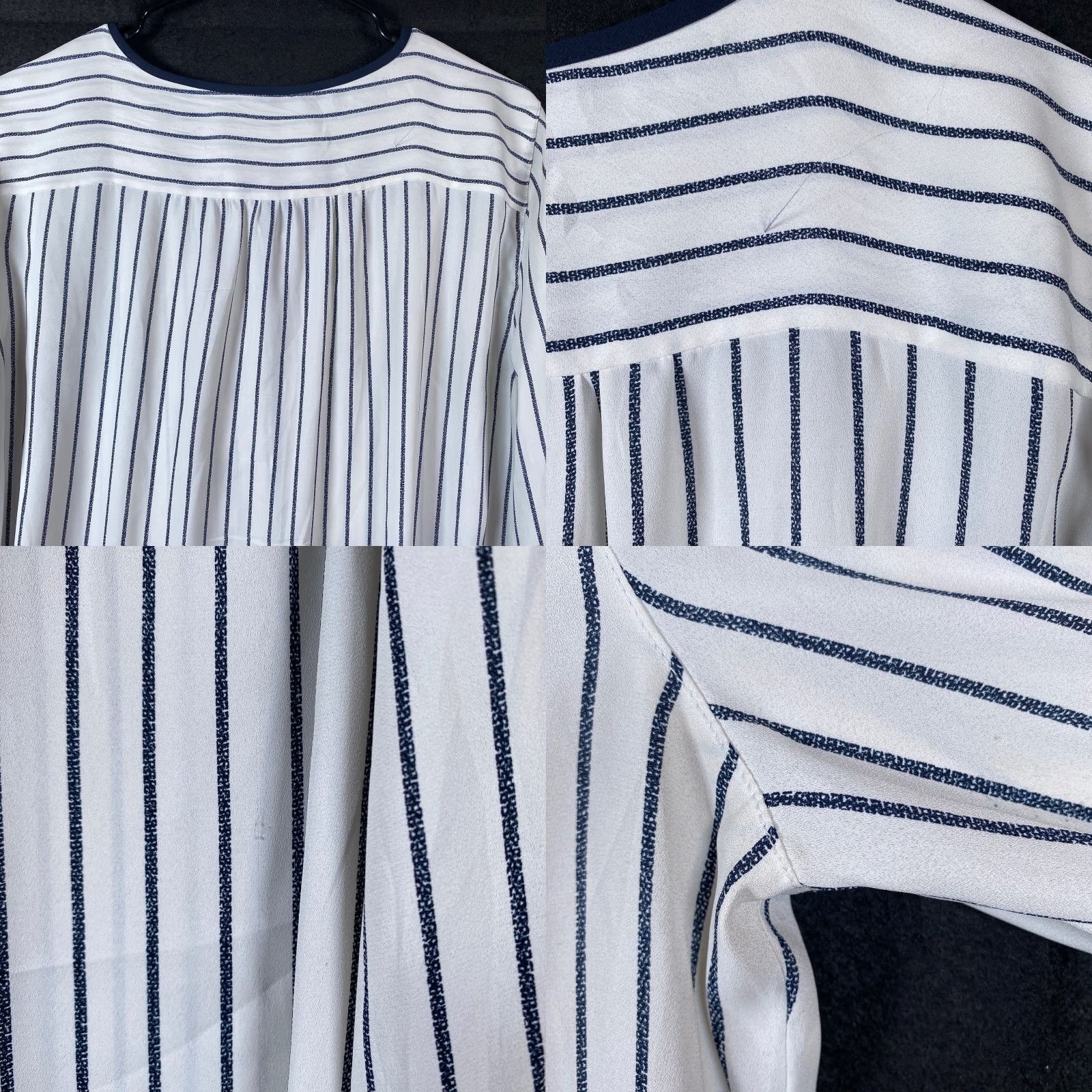 Loft Ann Taylor Loft Blouse White Blue Stripe Button Down Long Sleeve Large Size L / US 10 / IT 46 - 9 Thumbnail