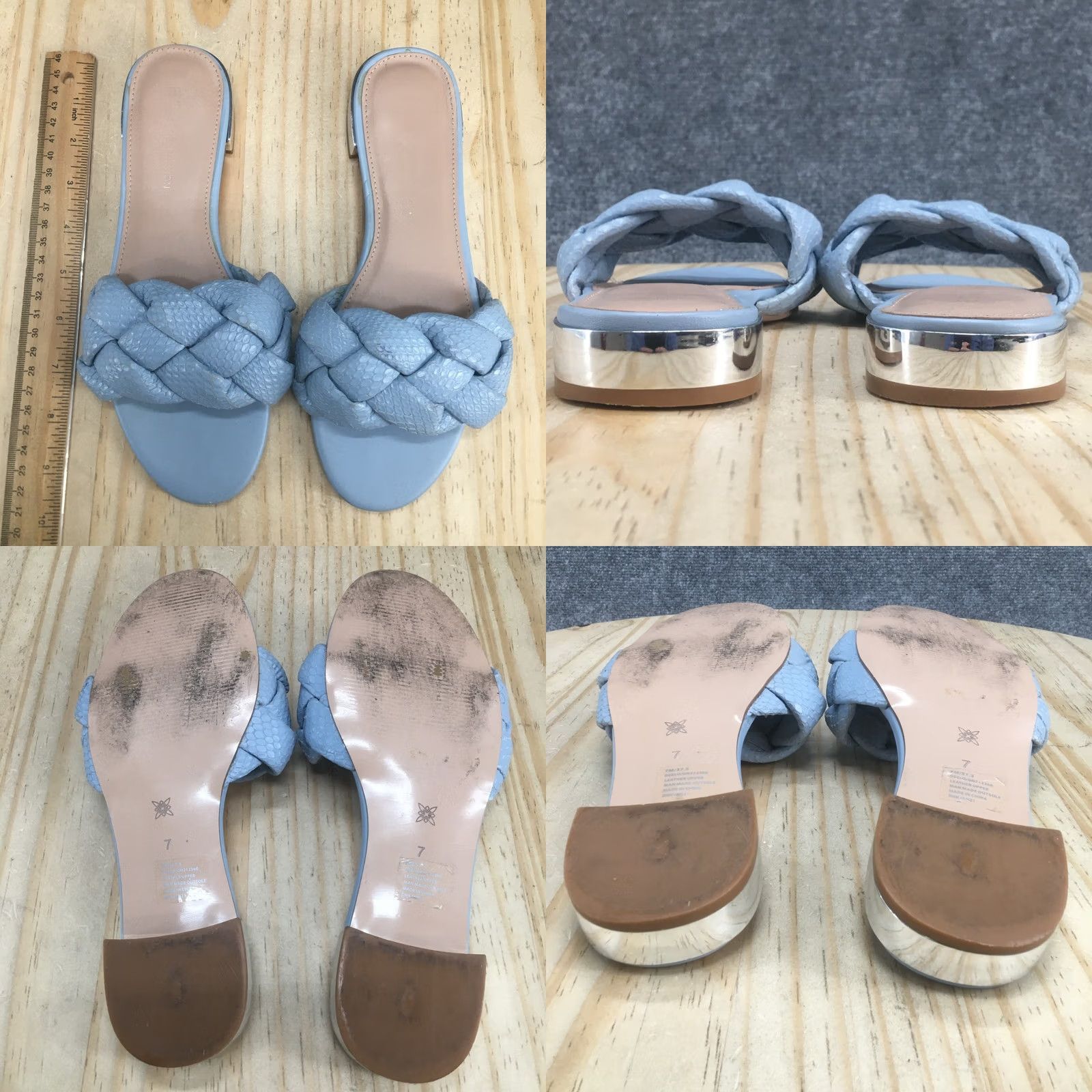 BCBGeneration BCBGeneration Sandals Womens 7M Deelo Braided Slide Blue Leather Casual Open Toe Size US 7 / IT 37 - 8 Thumbnail