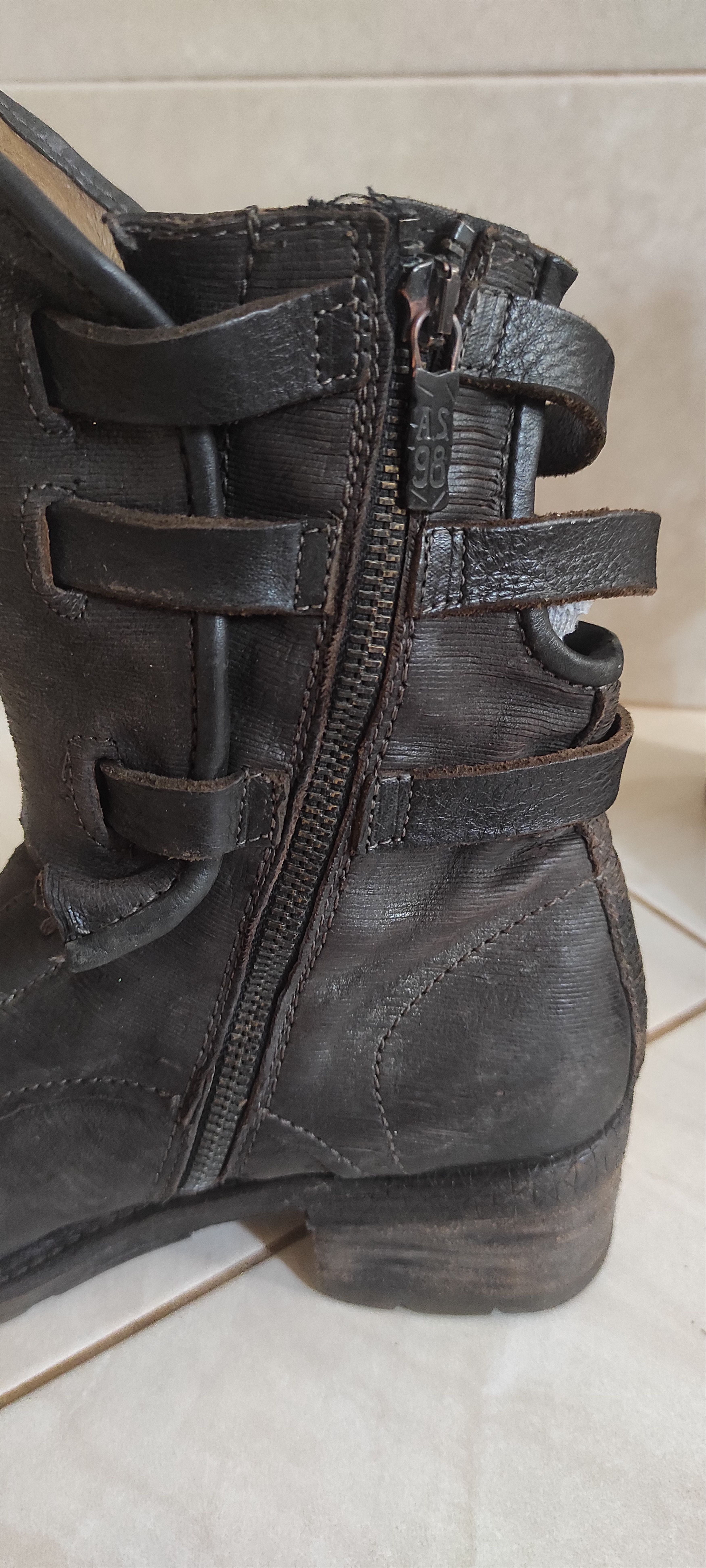 A.S.98 A.S.98 VTG Airstep Ankle Biker Boots Leather Zip Buckle Size US 9 / IT 39 - 6 Thumbnail