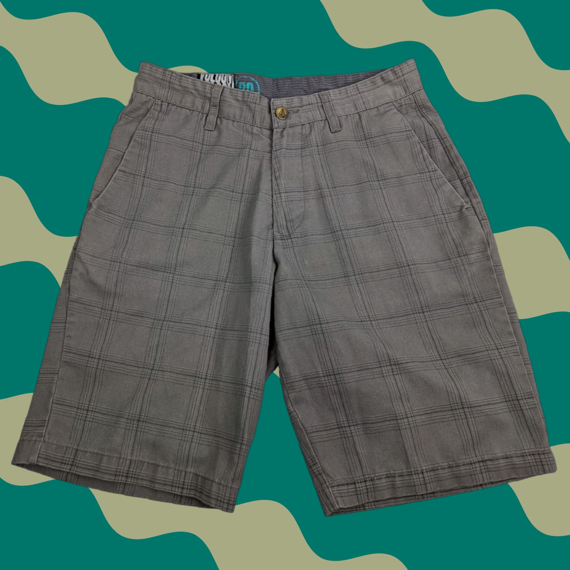 Volcom Volcom Plaid Chino Shorts Men's Size 30 Gray Frickin Skater Skateboard Size US 30 / EU 46 - 1 Thumbnail