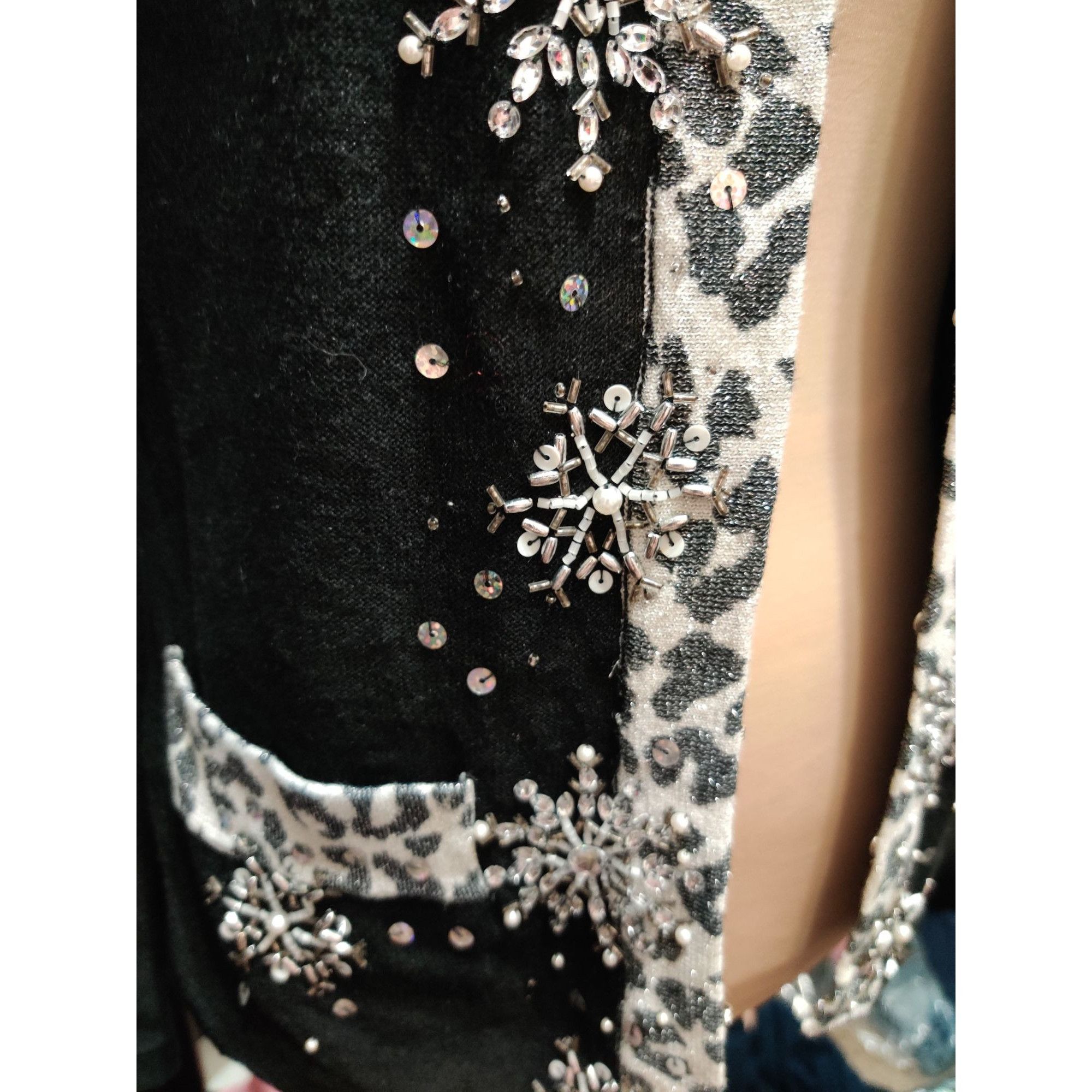 Other Drapers & Damon Size S Beaded Cardigan Black Leopard Trim Se Size S / US 4 / IT 40 - 9 Thumbnail