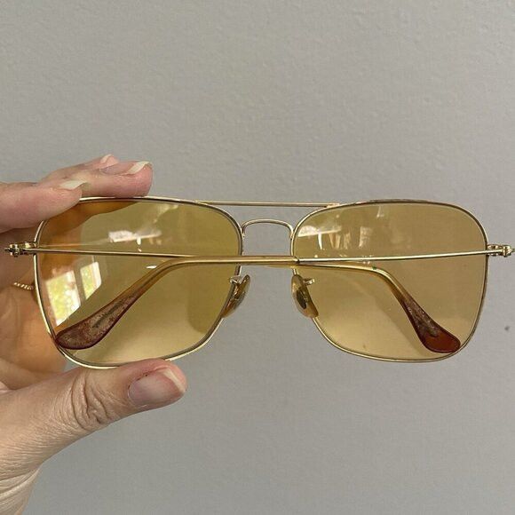 RayBan Vintage 60s/70s B&L Ambermatic Yellow Sunglasses - 58mm Size ONE SIZE - 11 Thumbnail