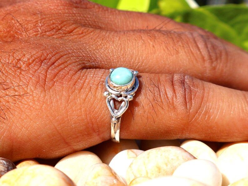 Handmade Handmade Larimar Ring, 925 Sterling Silver Ring, Women Gifts Size ONE SIZE - 9 Thumbnail