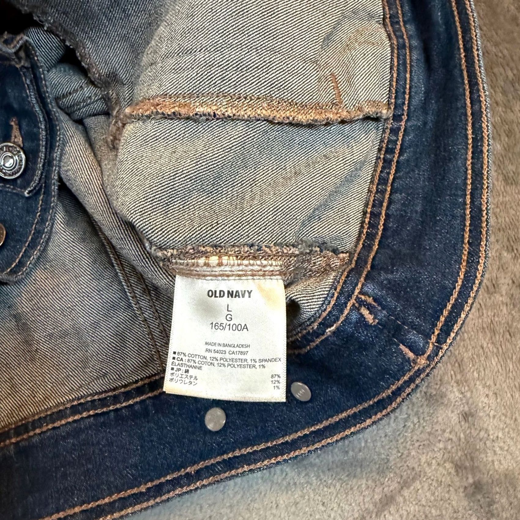 Old Navy Old Navy Denim Trucker Jacket Blue Medium Dark Wash Stretch Womens Large Size L / US 10 / IT 46 - 4 Thumbnail