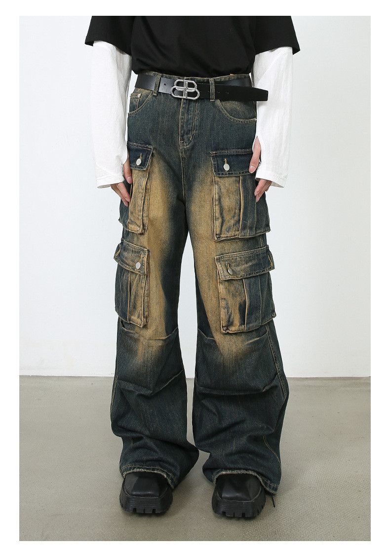 Japanese Brand × Jean American retro loose straight multi-pocket cargo jeans Size US 34 / EU 50 - 1 Thumbnail