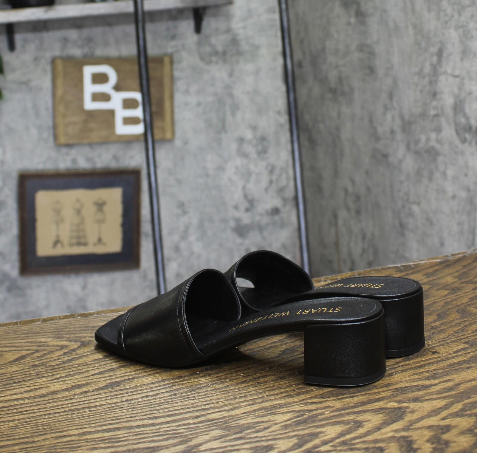 Stuart Weitzman Stuart Weitzman Cayman 35 Block Heel Slides Se013 Black 9b Size US 9 / IT 39 - 2 Thumbnail