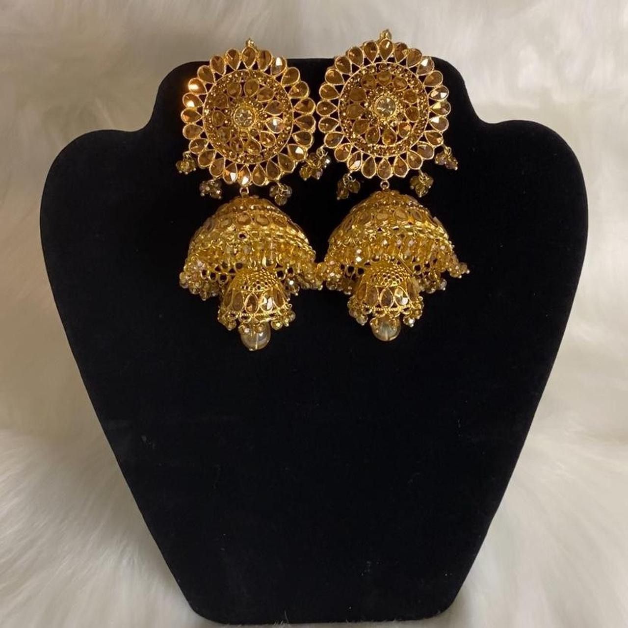 Other Golden long Double Layer Jhumka Earrings Size ONE SIZE - 1 Thumbnail