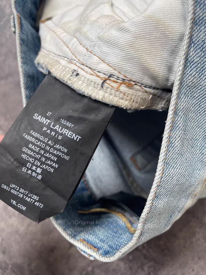 Saint Laurent Paris Saint Laurent Paris Ripped and Washed Denim Jeans Size US 27 - 7 Thumbnail