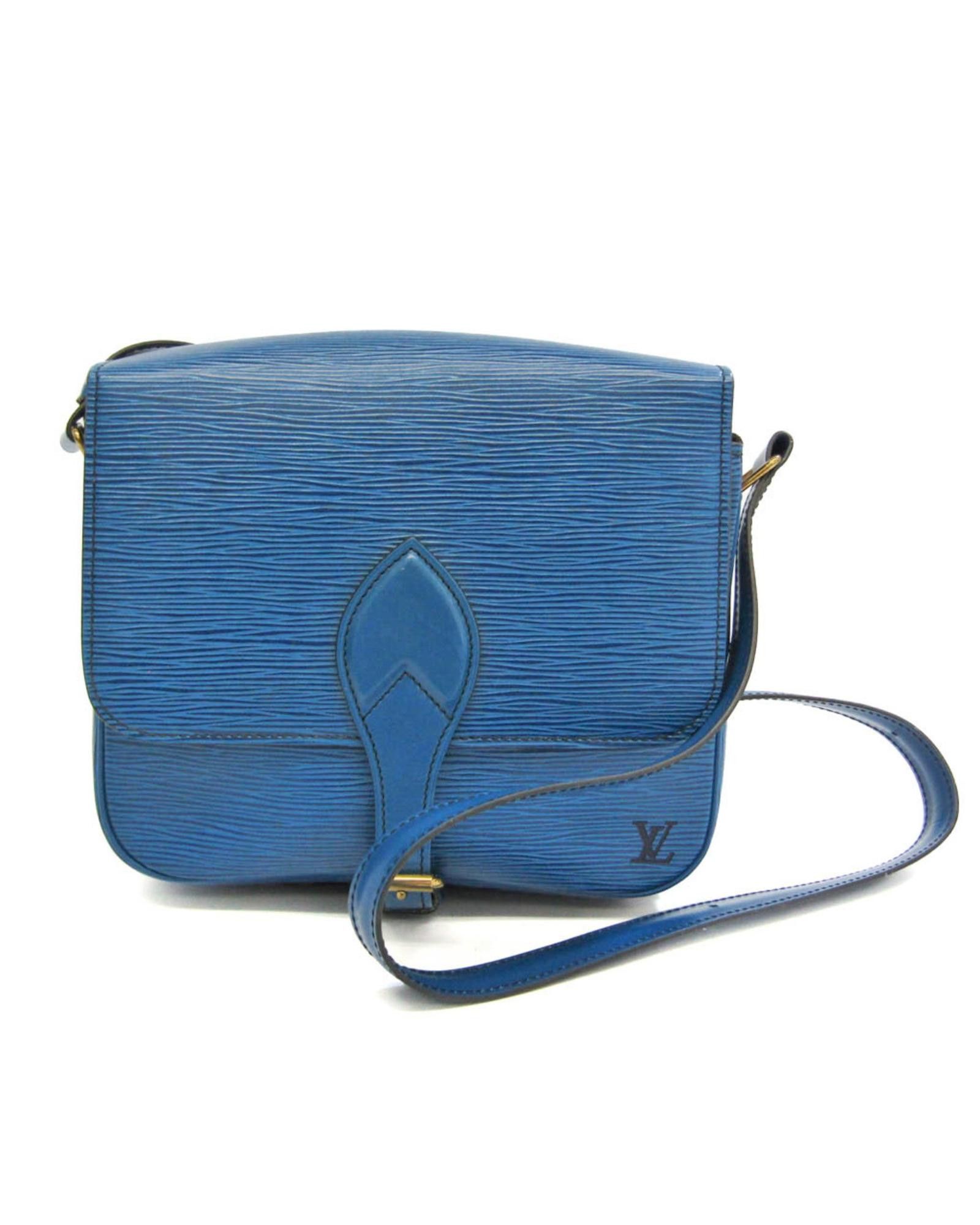 image of Practical And Stylish Louis Vuitton Cartouchiere Leather Bag in Blue, Women's