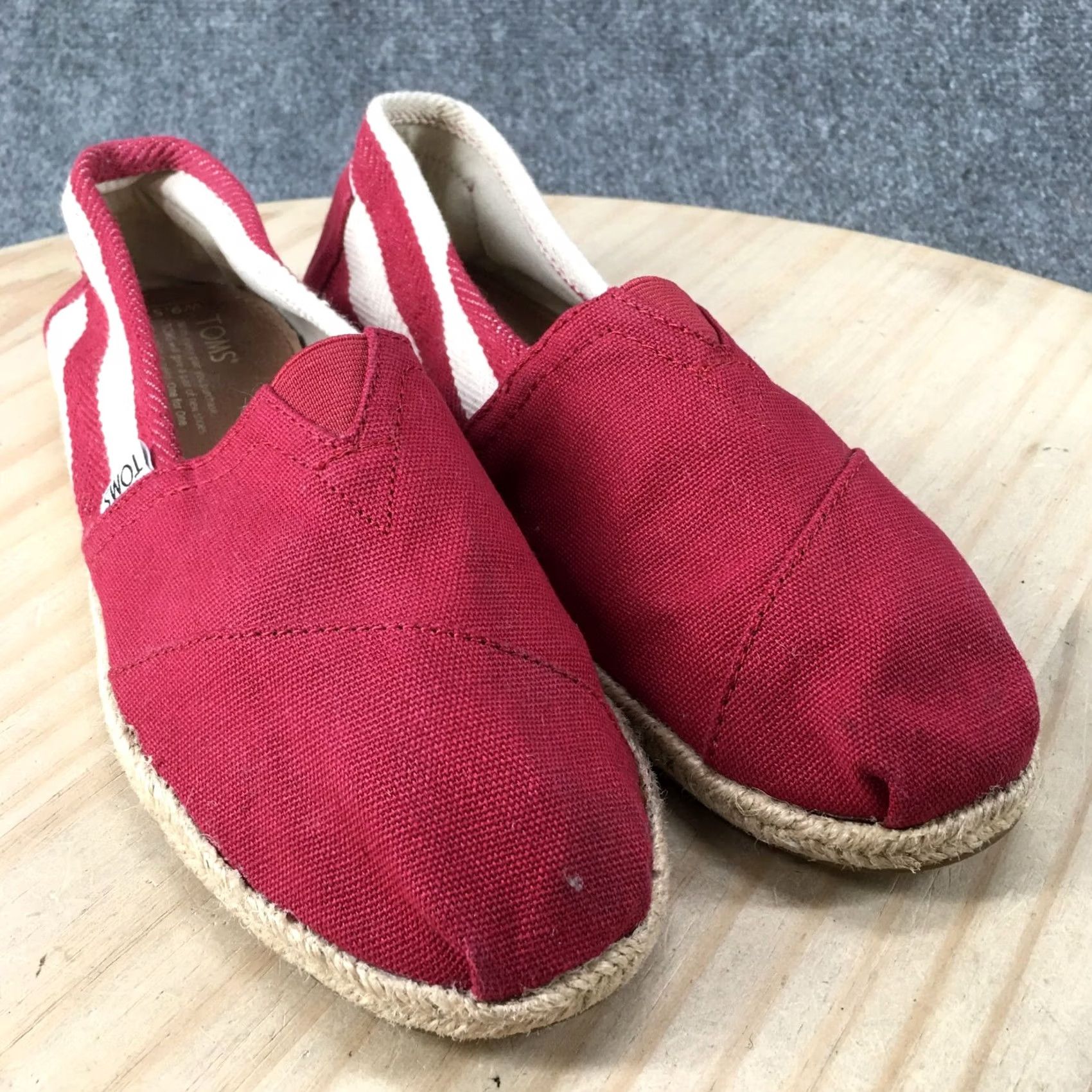 Toms TOMS Womens 9.5 Espadrille Red Canvas Comfort Casual Low Top Flats Size L / US 10 / IT 46 - 3 Thumbnail