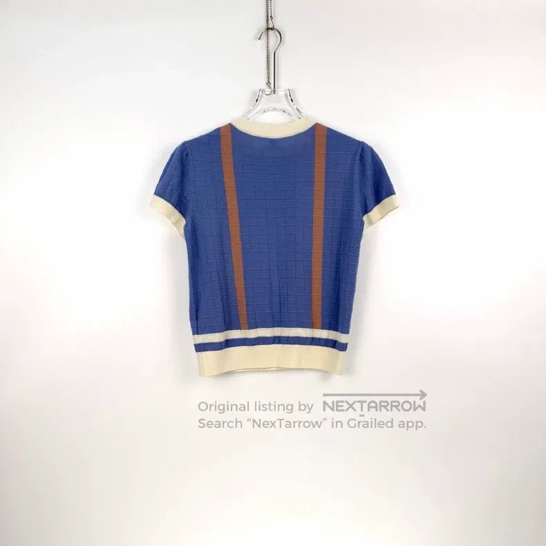 Hermes Hermes Light Blue Rope Pattern Wool Short Sleeve Sweater Size S / US 4 / IT 40 - 4 Thumbnail