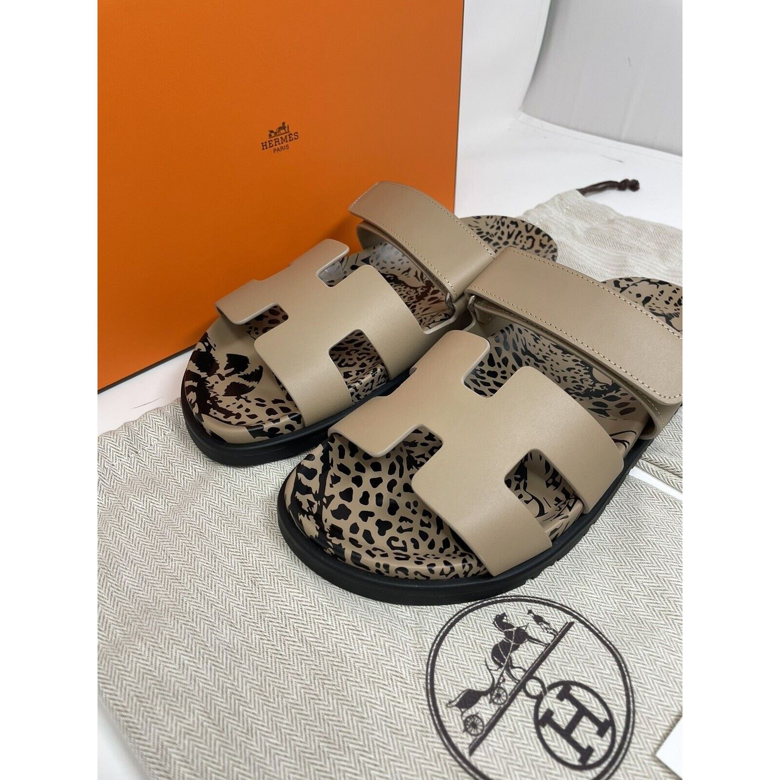 Hermes Heremes Chypre Smooth Calfskin Leopard Techno Sandal 38 NIB Size US 7 / IT 37 - 4 Thumbnail