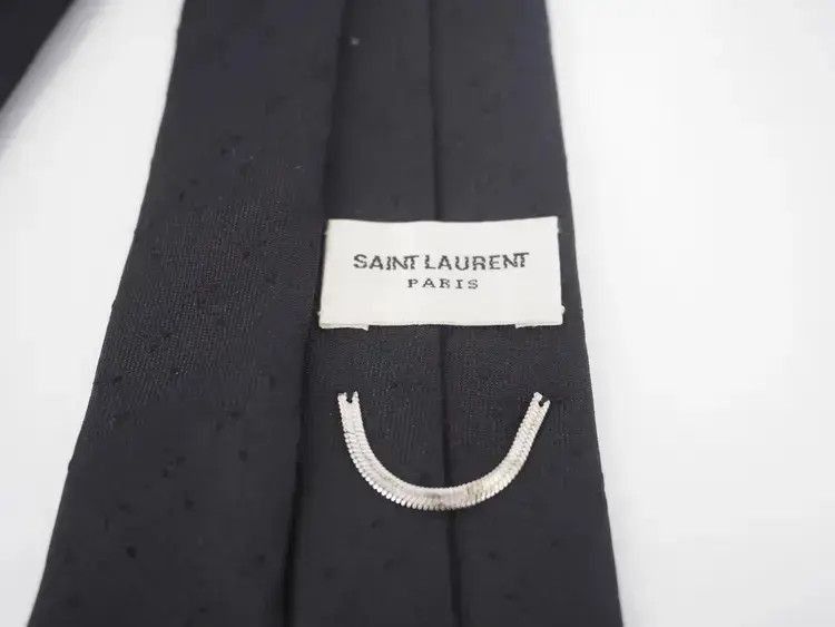 Saint Laurent Paris Saint Laurent Paris Skinny Woven Silk Tie Size ONE SIZE - 5 Thumbnail