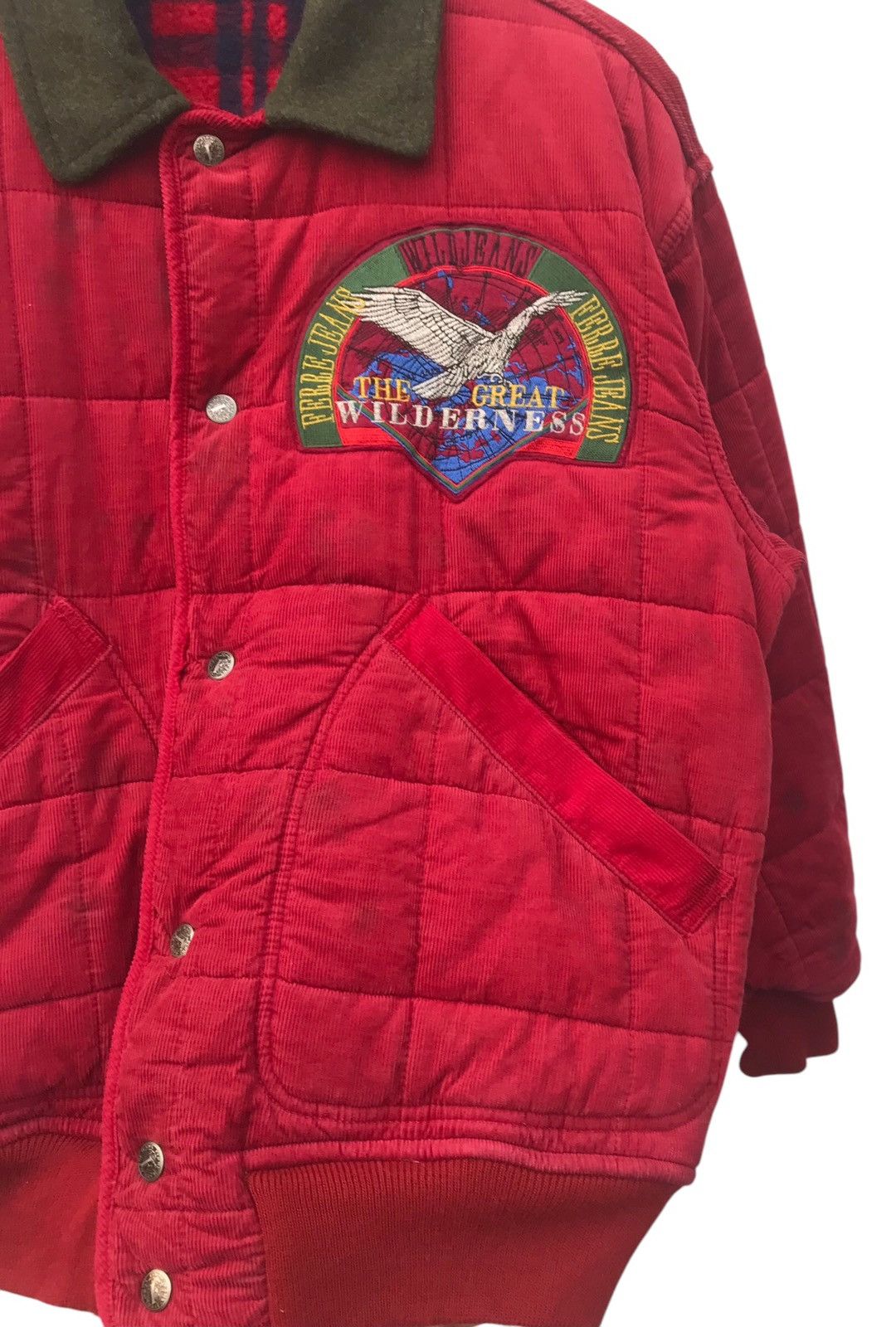 Ferre Ferre Jeans Italy Bombers Corduroy Spellout Jacket (STAINS) Size US M / EU 48-50 / 2 - 5 Thumbnail