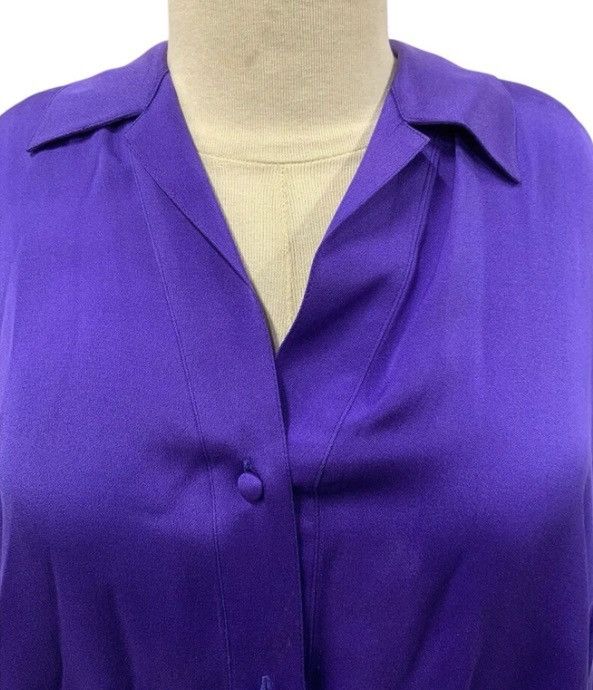 Other Vintage Starington 100% Silk Purple Blouse Womens Size 16 Size XXL / US 16-18 / IT 52-54 - 3 Thumbnail