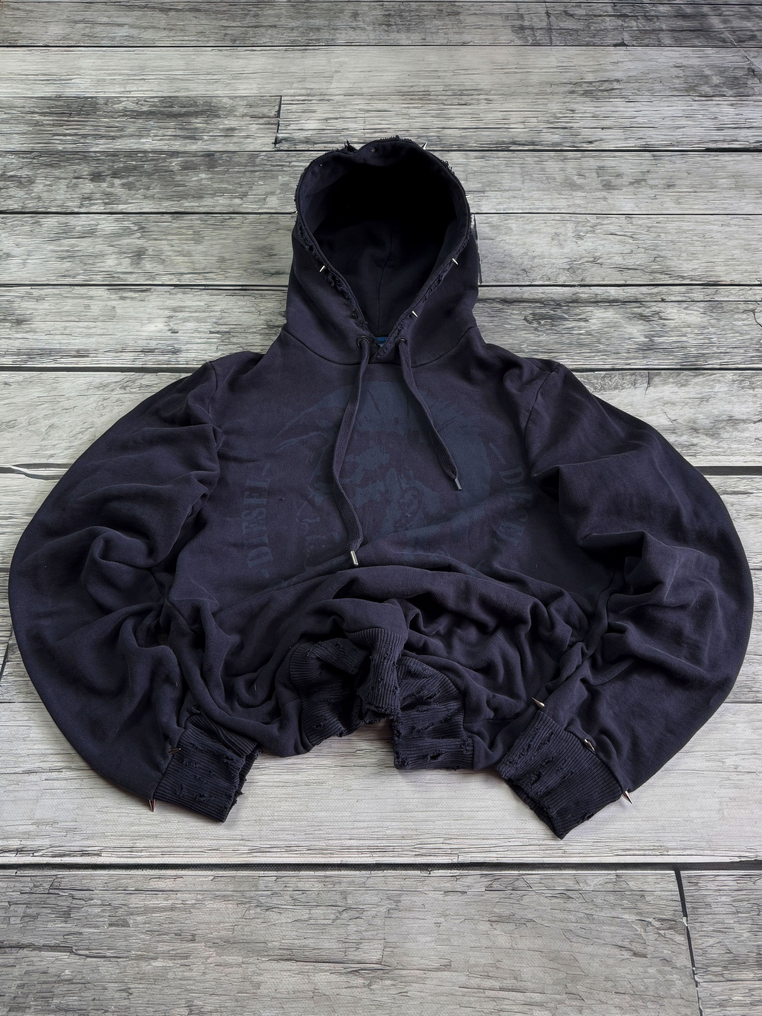 Vintage Punk Fit Archival Avant Garde Diesel Spikes Hoodie
