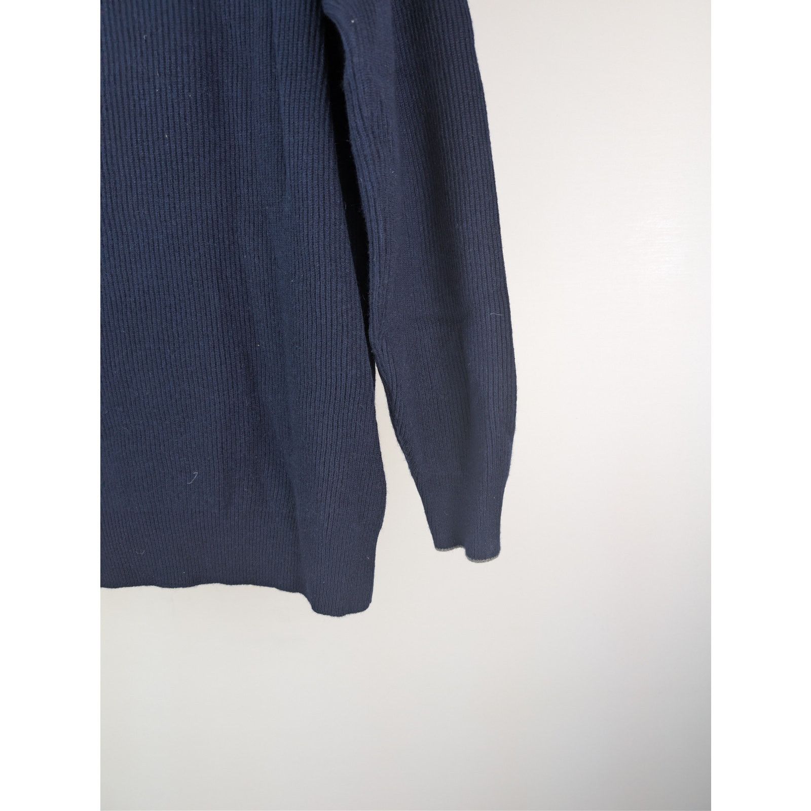 Brunello Cucinelli o1rshd1 CC20 Men's Ribbed Cashmere Zip Polo Sweater in Navy Size US M / EU 48-50 / 2 - 13 Thumbnail
