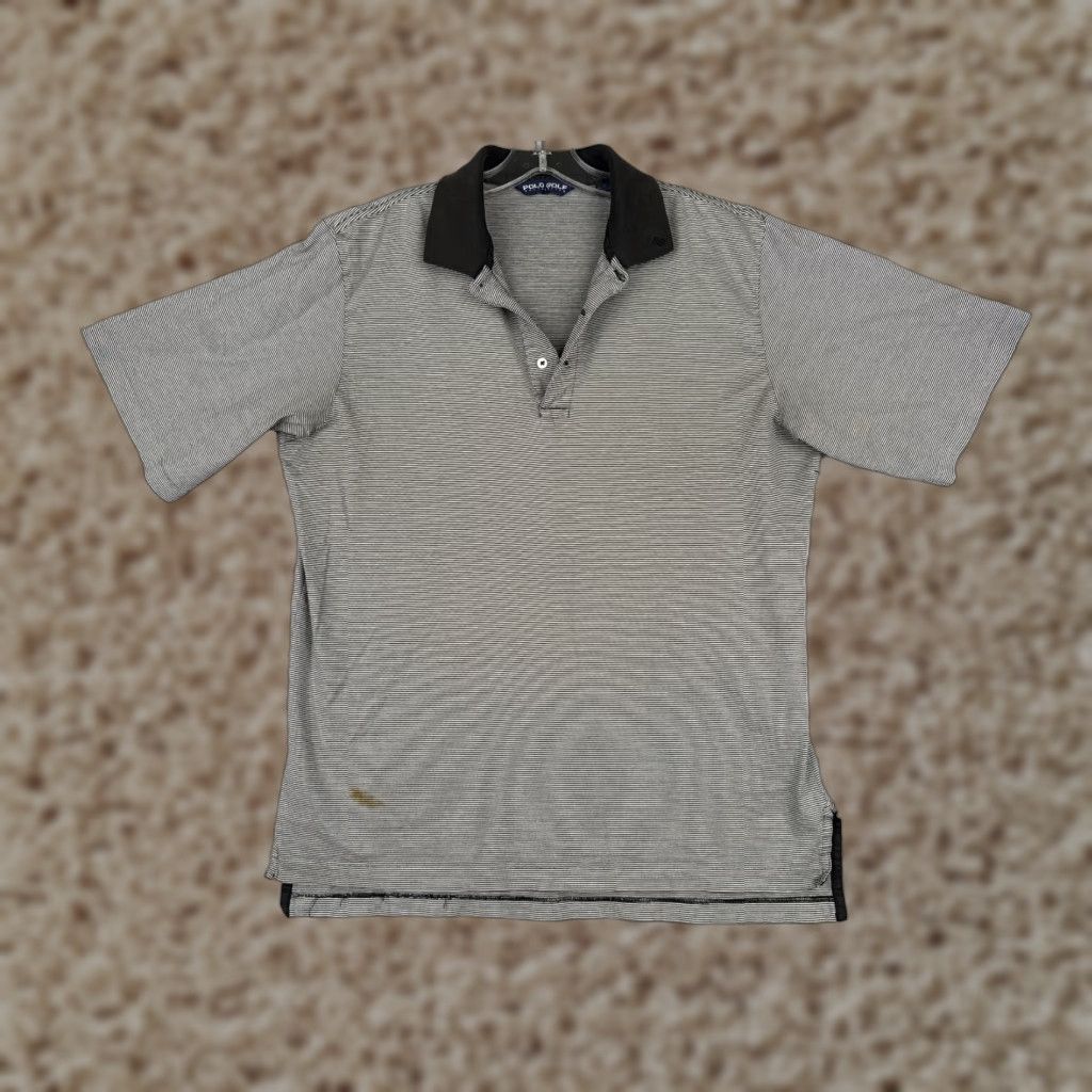 Ralph Lauren Polo Ralph Lauren Men's Polo Shirt Medium Black White Stripe 100% Cotton Activewear Size US M / EU 48-50 / 2 - 1 Thumbnail