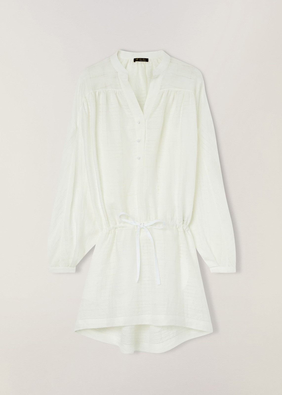 Loro Piana o1srvl11e0824 Brita Needle Linen Mini Dress in White Size L / US 10 / IT 46 - 1 Thumbnail
