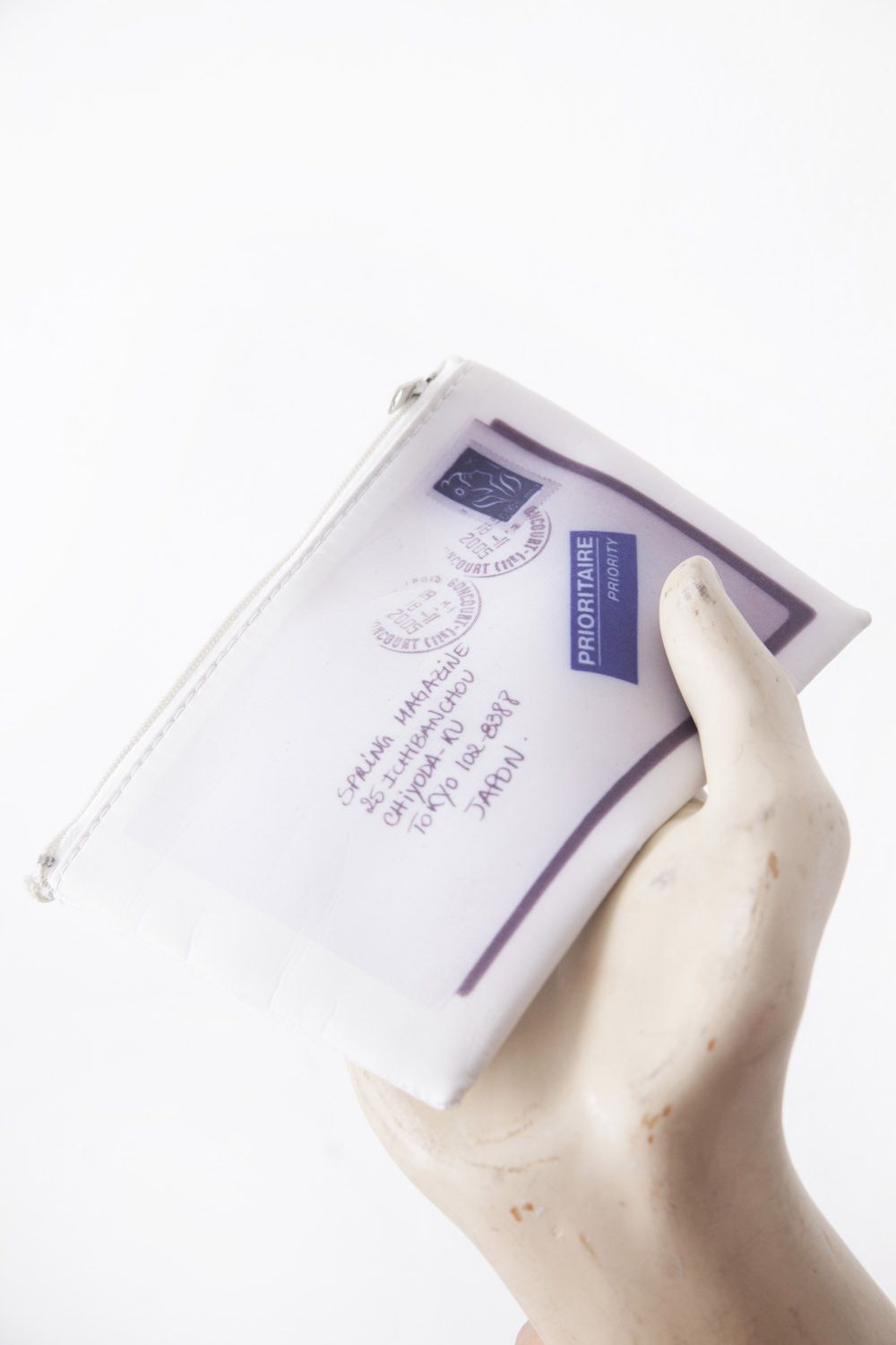 Aw05 Trompe L'oeil Letter Pouch in White, Men's