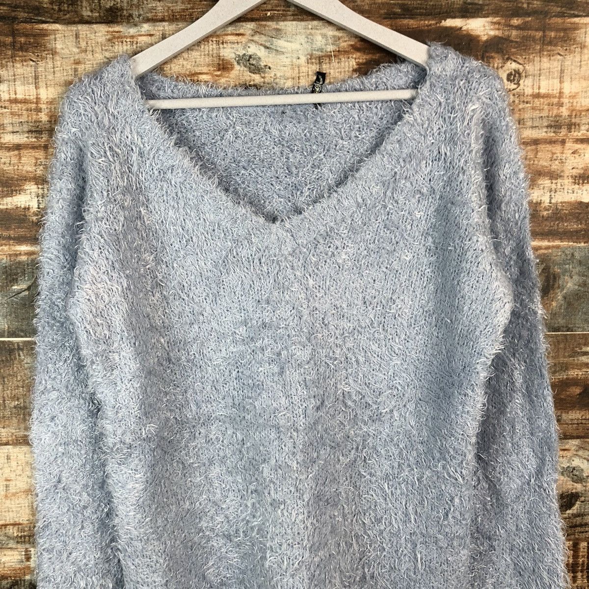 Homespun Knitwear × Japanese Brand DLL Double Focus Blue shaggy fur mohair Knitwear #C054 Size US L / EU 52-54 / 3 - 5 Thumbnail