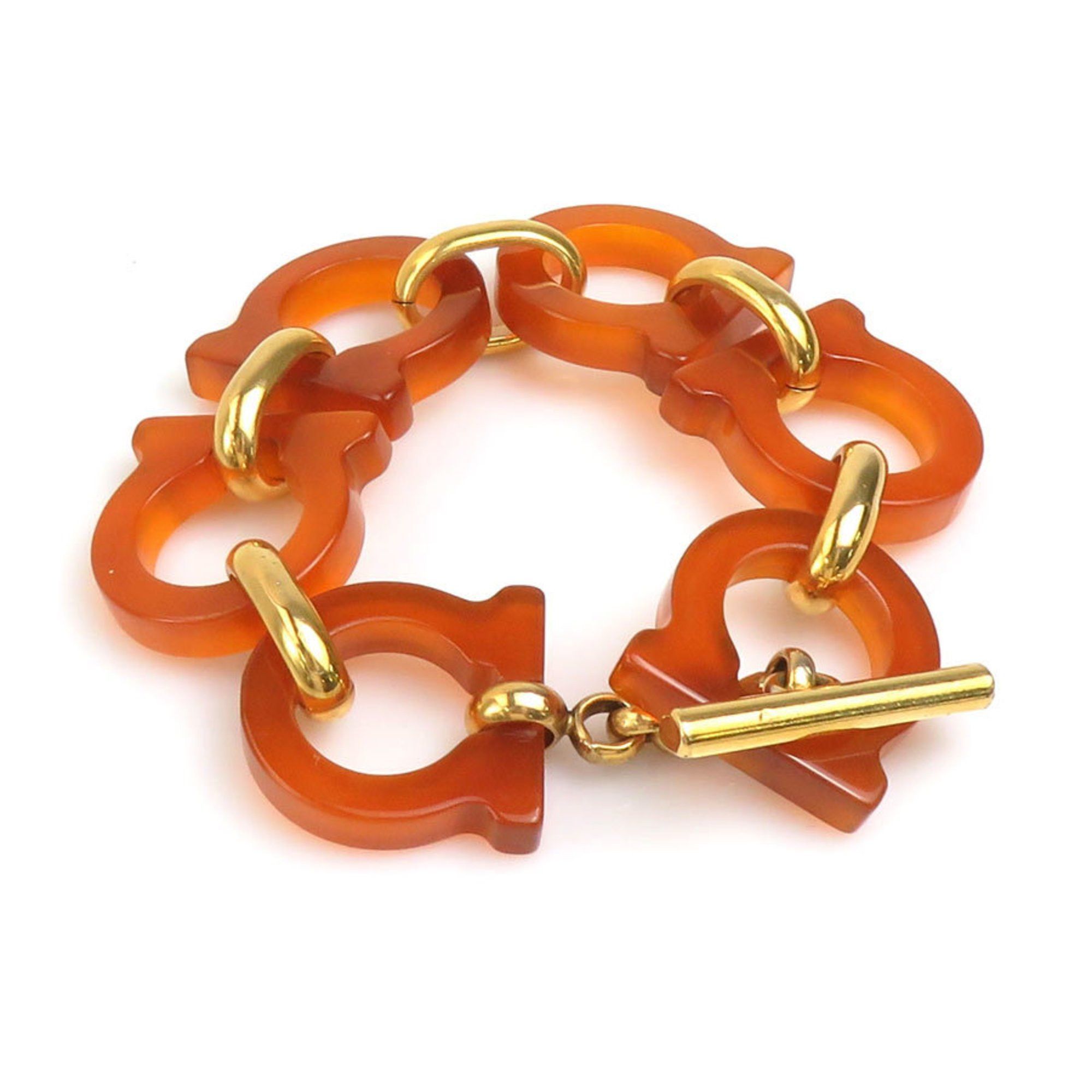 Salvatore Ferragamo Salvatore Ferragamo Bracelet Gancini Plastic Metal Brown Gold Women's e60548g Size ONE SIZE - 1 Thumbnail
