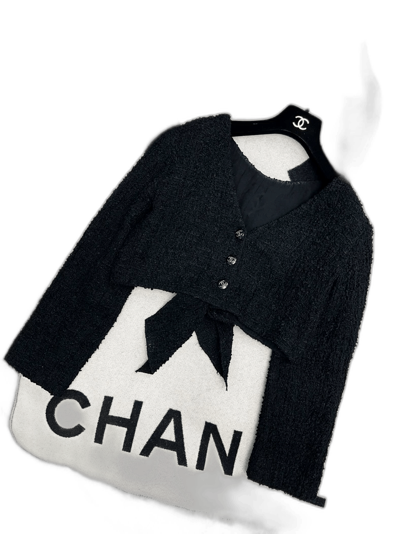 Chanel Chanel Black Woven Top with Buttons Size S / US 4 / IT 40 - 1 Thumbnail