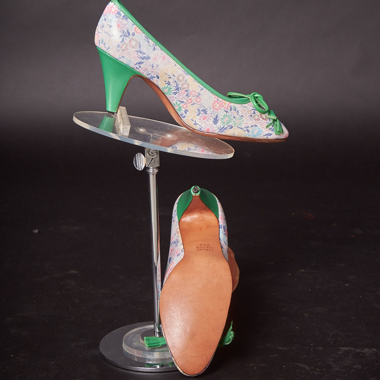 Jack Rogers 1960s Floral Jack Rogers Green Trim Pumps Heels Shoes Size US 5.5 / IT 35.5 - 5 Thumbnail