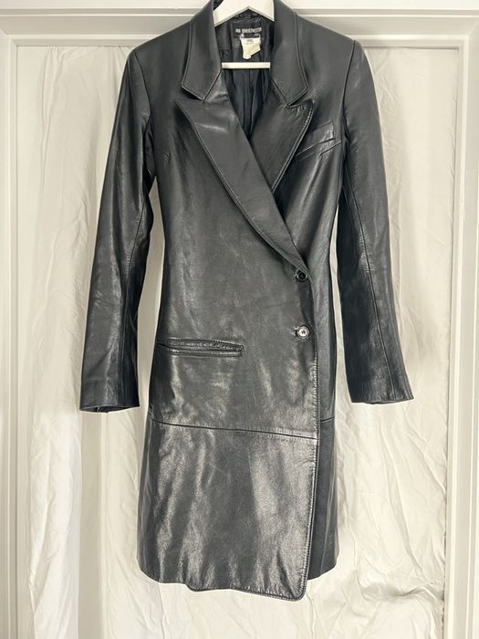 Ann Demeulemeester Ann Demeulemeester black lambs leather coat | Grailed