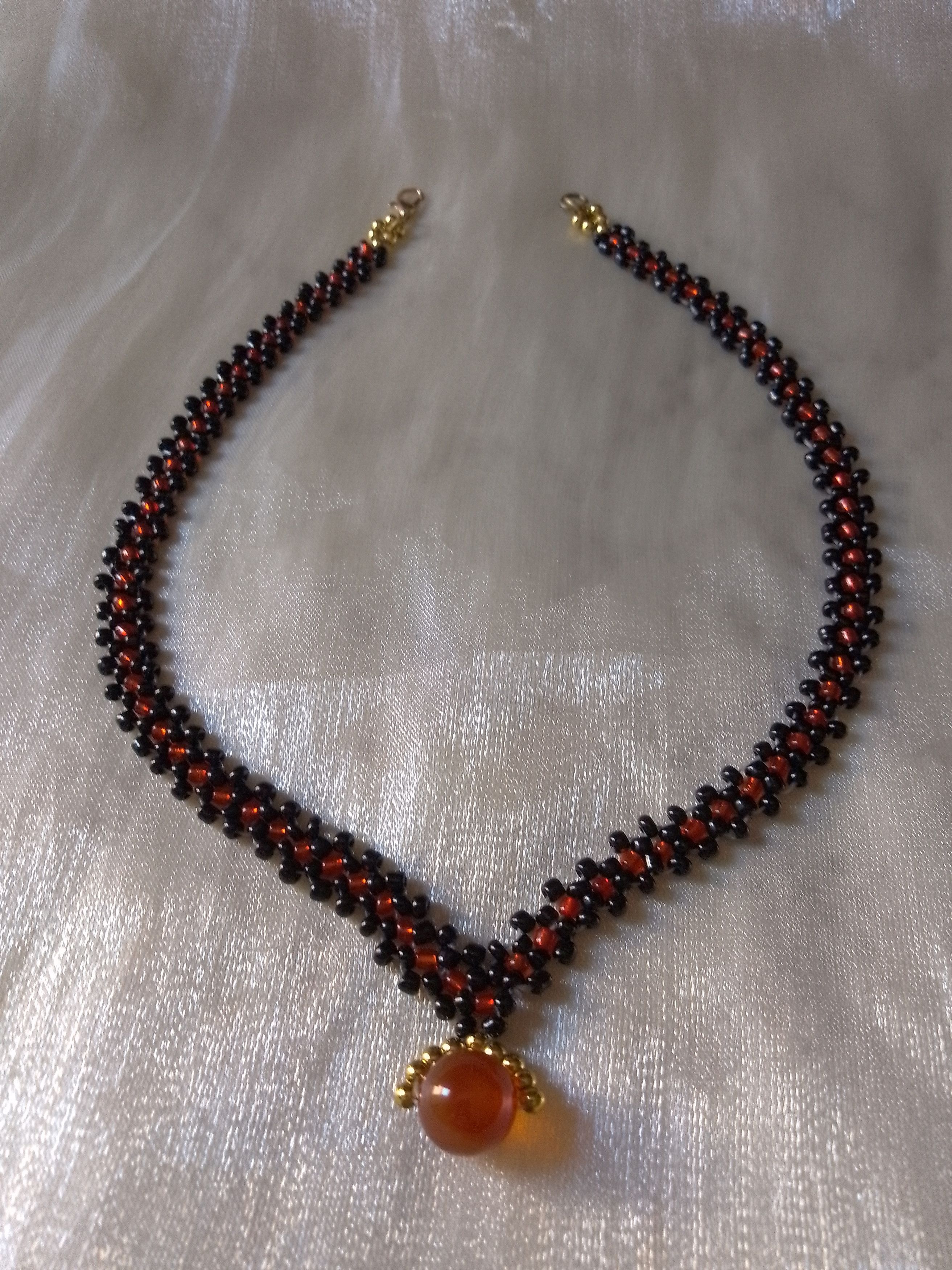Handmade Necklace Red Black Red Carnelian Gemstone Goth Chakra Charm Size ONE SIZE - 6 Thumbnail