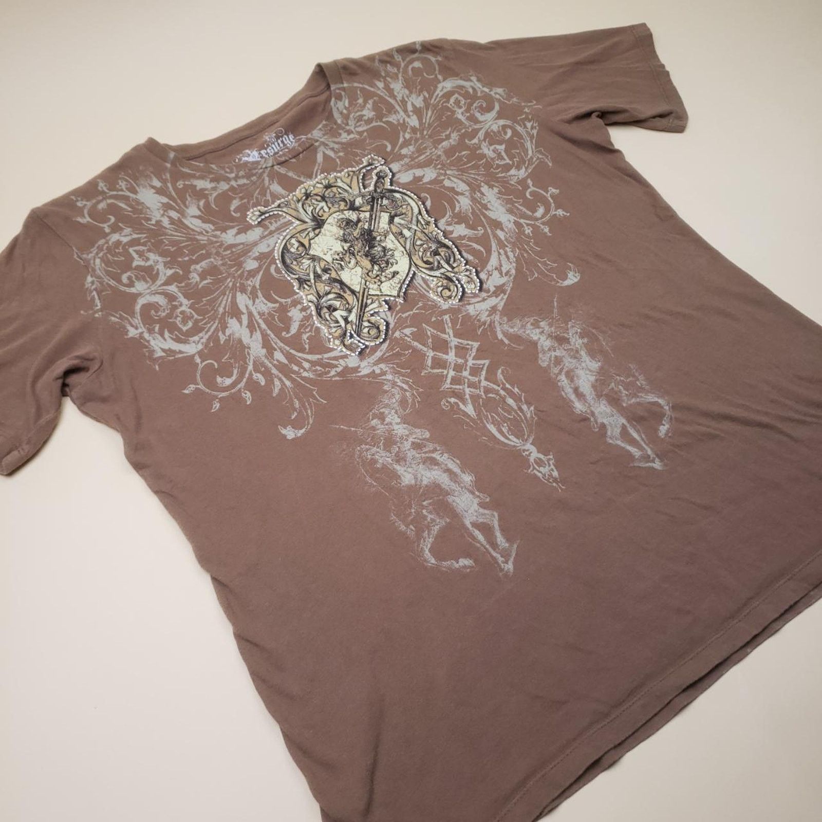 Affliction y2k AOP Graphic T Shirt Resurge Punk Knight Smoke Sword XL Size US XL / EU 56 / 4 - 5 Thumbnail