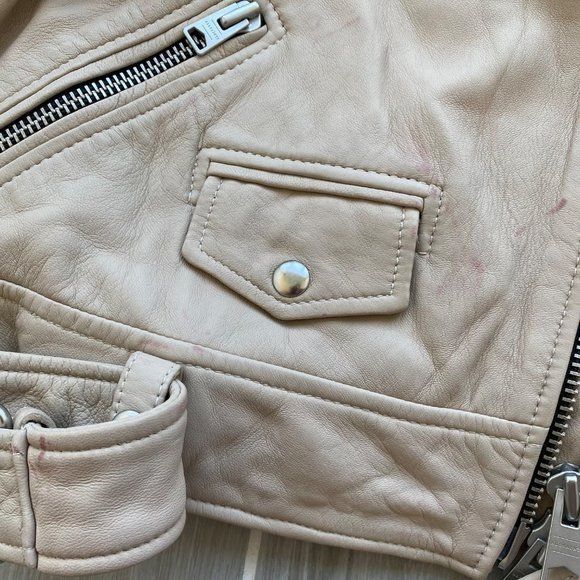 Allsaints NWT All Saints Cole Biker Leather Jacket Sand Brown Sz 8 Size M / US 6-8 / IT 42-44 - 10 Thumbnail