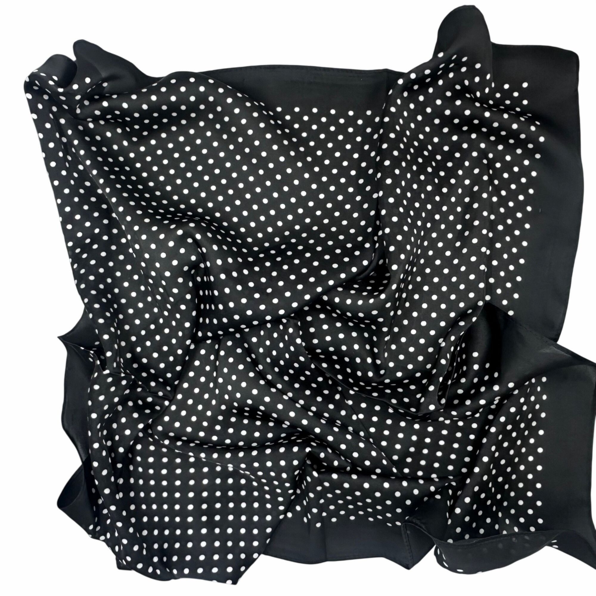 Other Bandana New Square Scarf Black White Dots Silk Appearance c Size ONE SIZE - 3 Thumbnail