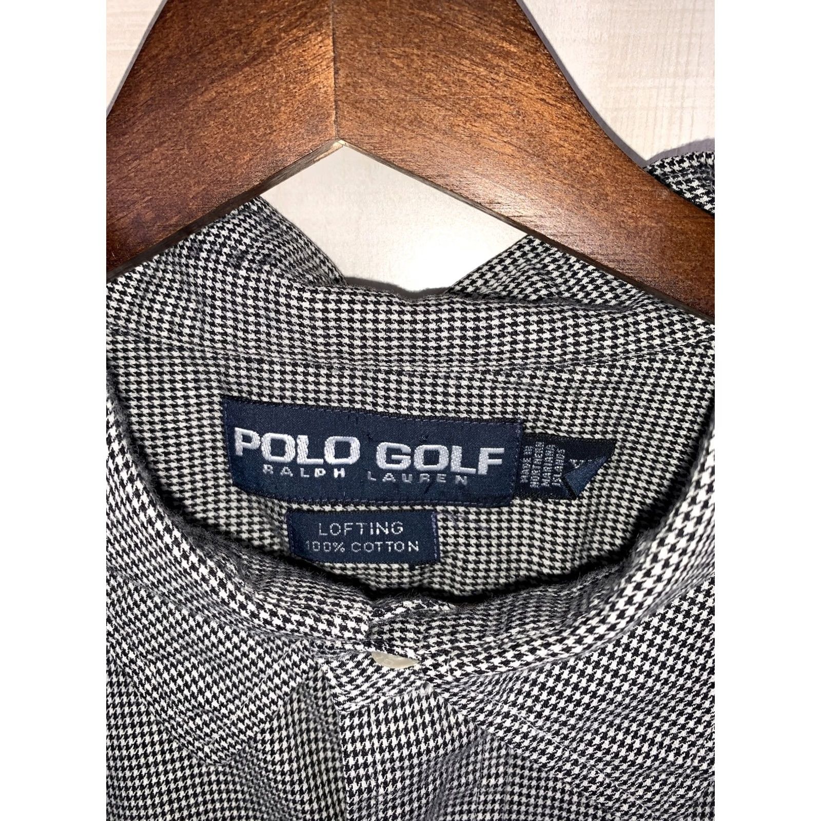 Vintage Vintage Polo Golf Polo Shirt Mens XL Black White Houndstooth Button Front Oxford 100% Cotton Size US XL / EU 56 / 4 - 2 Thumbnail