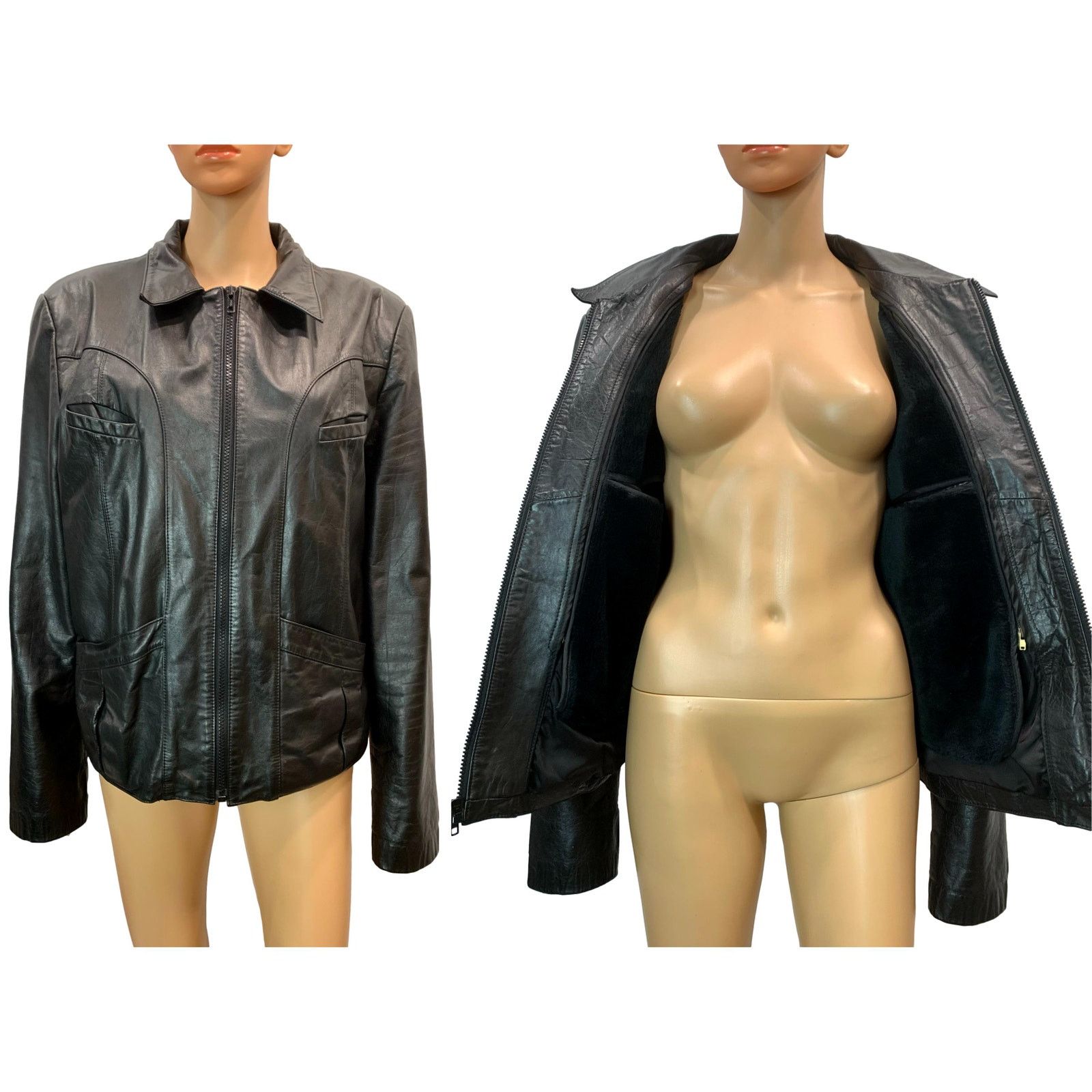 Genuine Leather × Vintage × Wilsons Leather 70s Black Leather Bomber Jacket - Faux Fur Zip Out Lining Size US M / EU 48-50 / 2 - 3 Thumbnail