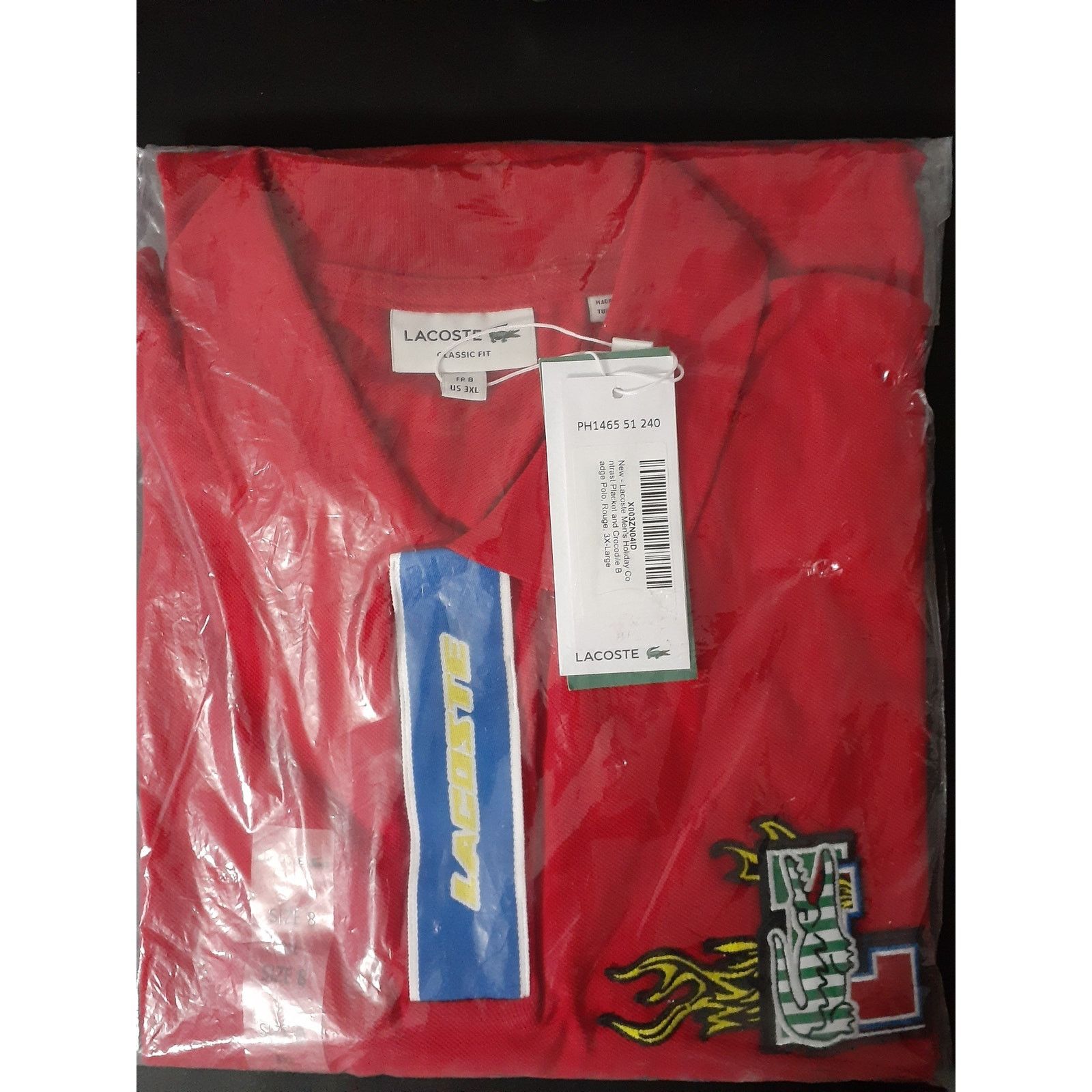 Lacoste Lacoste Men's Contrast Placket and Crocodile Badge Polo 3XL Size US XXL / EU 58 / 5 - 2 Thumbnail
