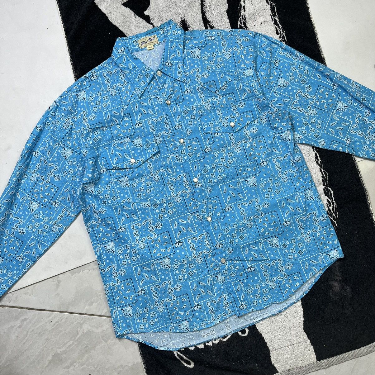 Japanese Brand Blue Ball Bandana Paisley long sleeve Western shirt Size US M / EU 48-50 / 2 - 10 Thumbnail
