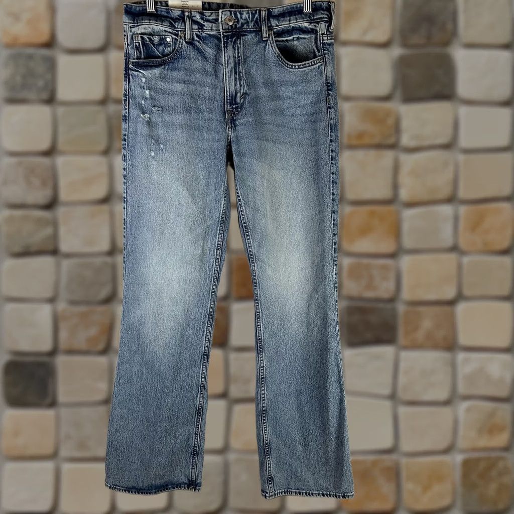 H&M H&M Jeans Womens 10 Blue Bootcut Slim Fit High Waist Light Wash Distressed Denim Size 32" / US 10 / IT 46 - 1 Thumbnail
