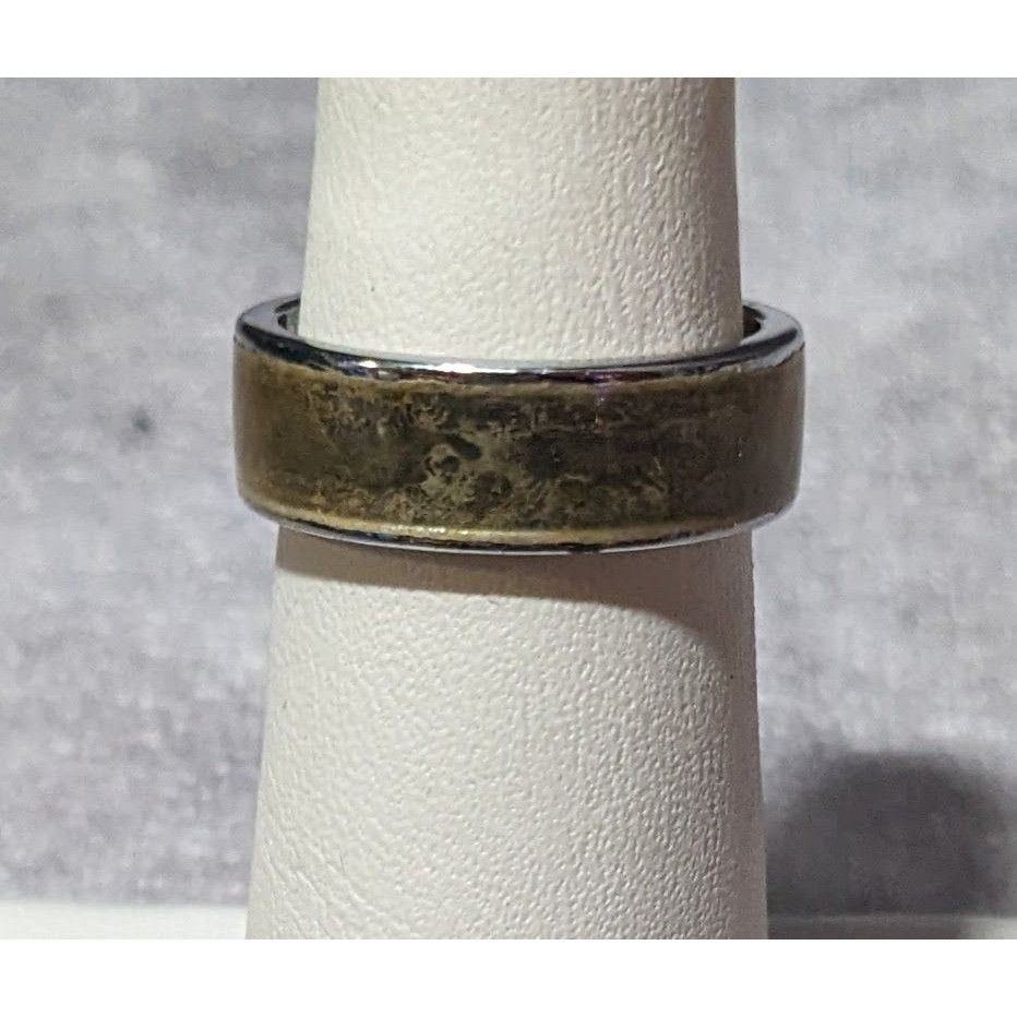 Other Casual Grunge Silver Tone Crackled Green/Brown Inlay Ring Si Size ONE SIZE - 7 Thumbnail