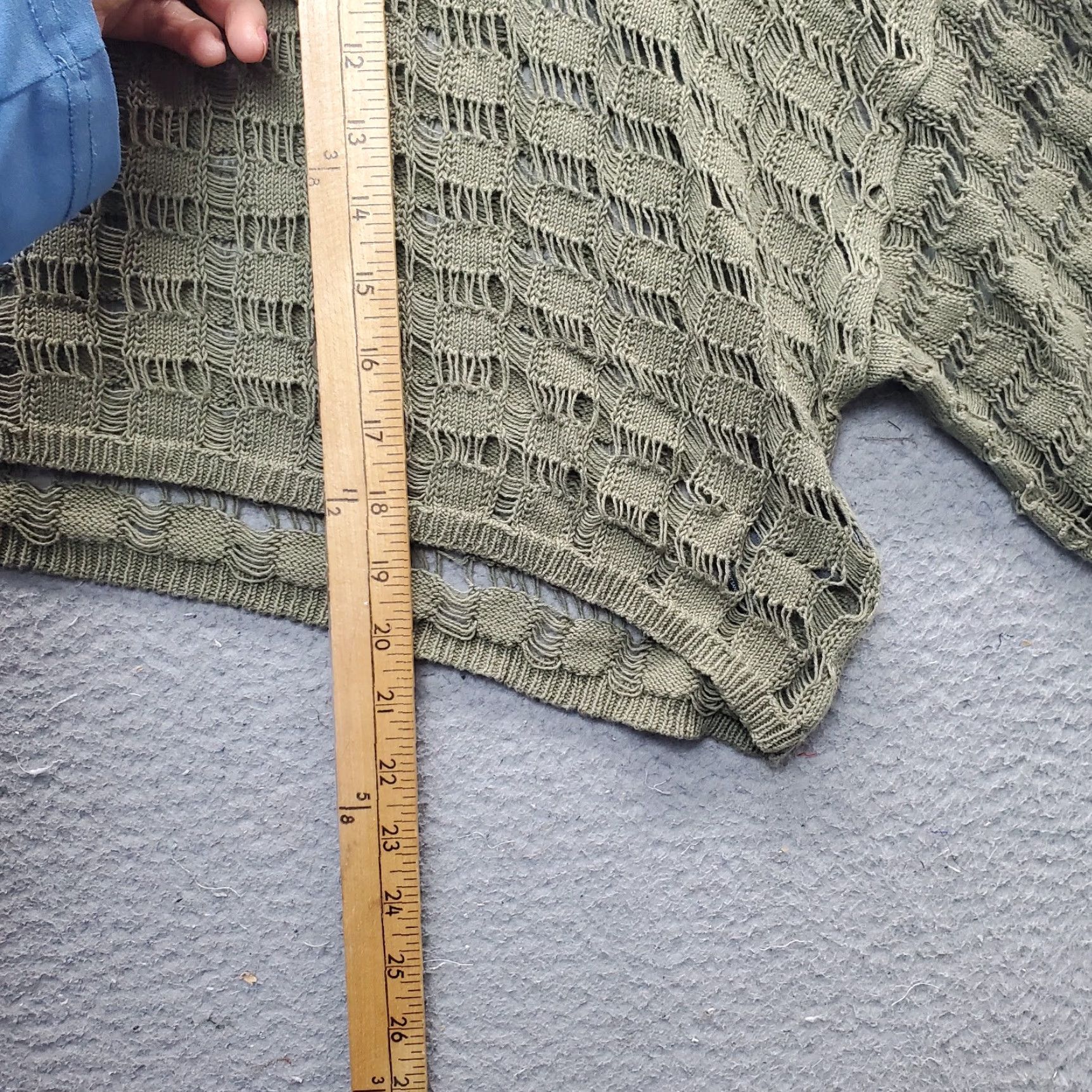 Vintage Ecote Womens Size L Green Cropped Open Knit Crochet Pullover Sweater Pullover Knit Casual Shirt Size L / US 10 / IT 46 - 3 Thumbnail