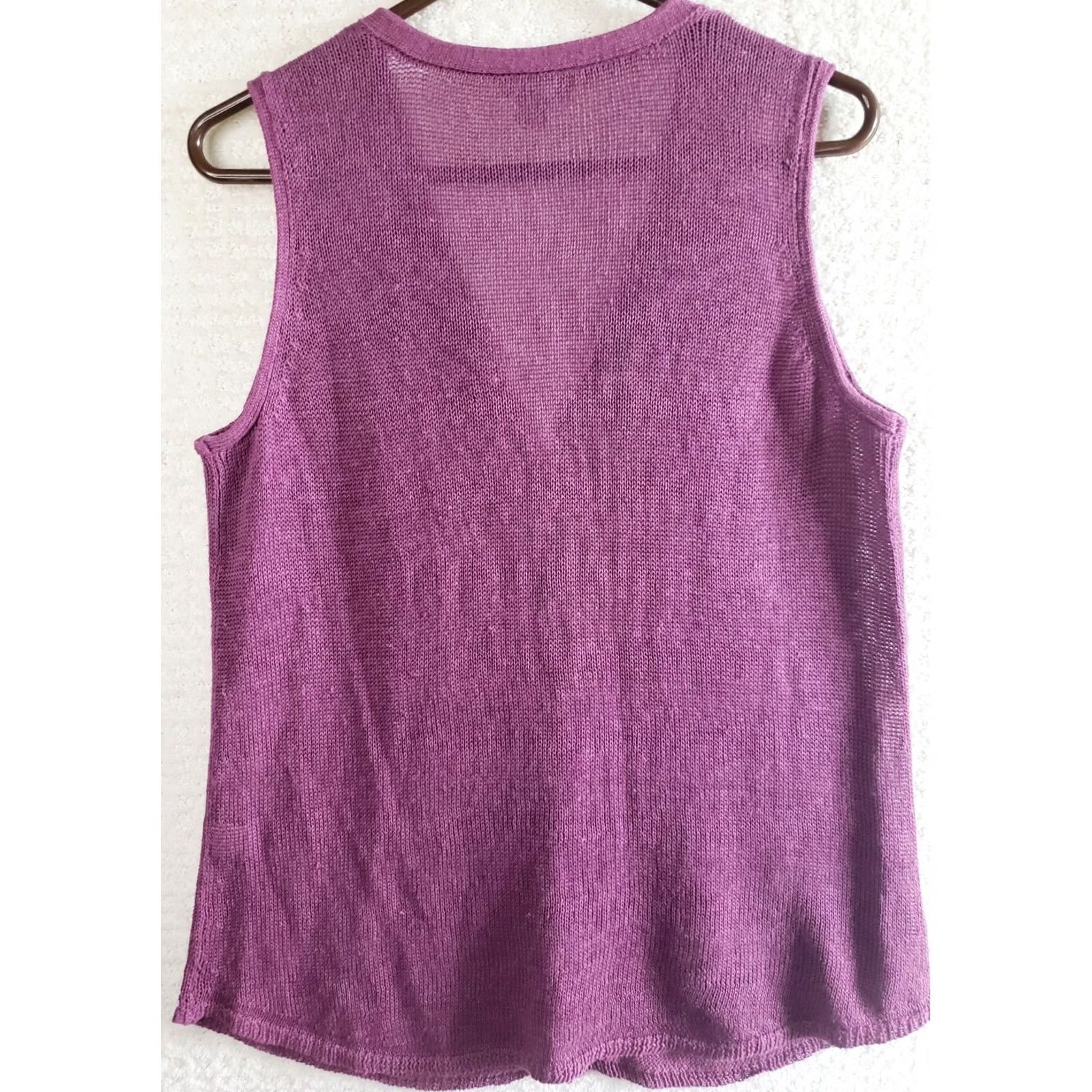 J. Jill J.Jill Cardigan Vest Purple Size M Linen Rayon Button Front Women Sweater Top Button Front Casual Travel Workwear Size M / US 6-8 / IT 42-44 - 4 Thumbnail