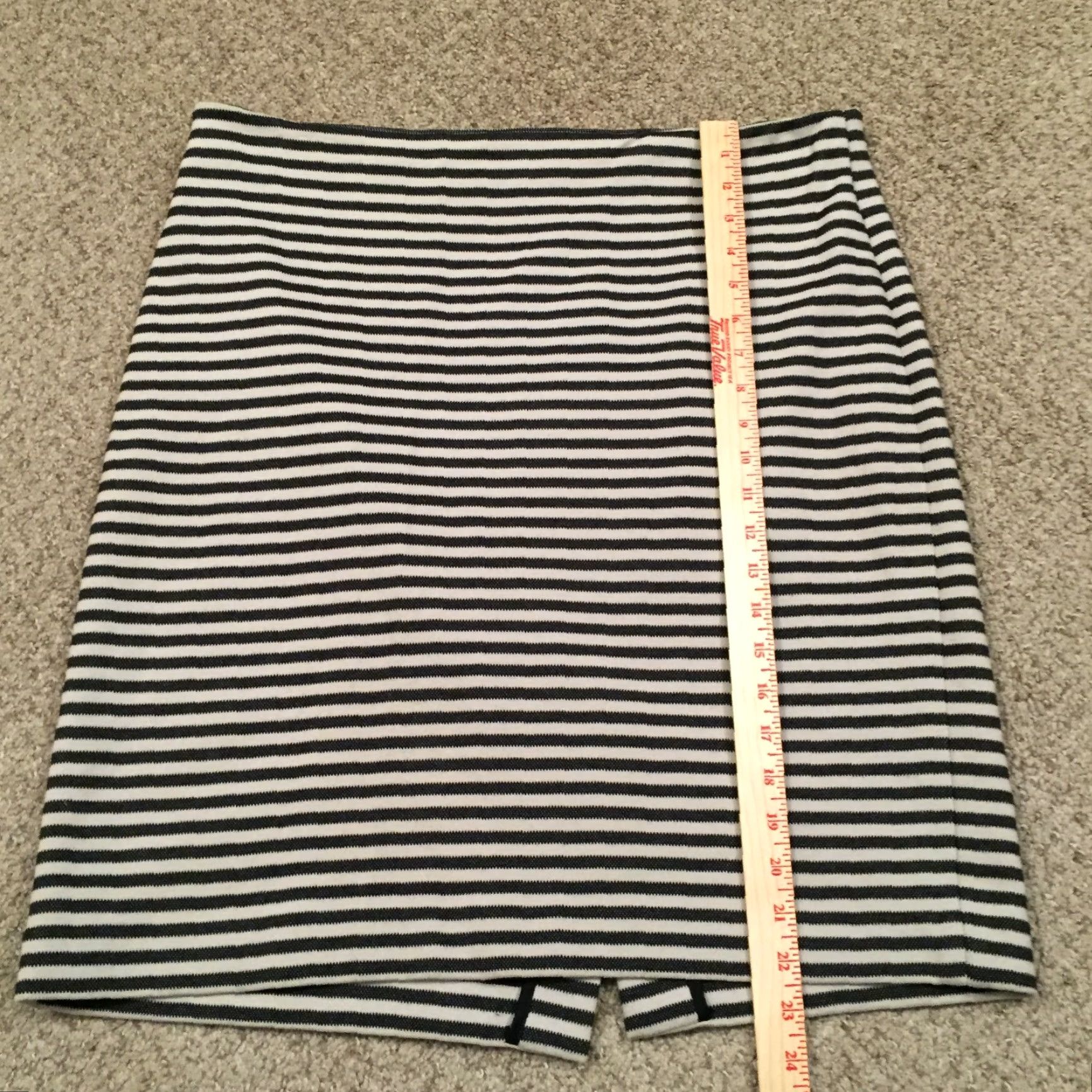Talbots Talbots Skirt Pencil Women Size 16 Gray Blue Striped Unlined Short Cotton Blend Slit Regular Size 38" / US 16 / IT 52 - 4 Thumbnail
