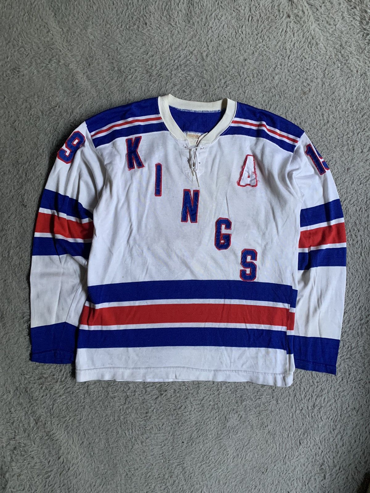 NHL Vintage 70s 80s Rare Newyorks Rangers Kings 19 Jersey Bauer Size US L / EU 52-54 / 3 - 1 Thumbnail