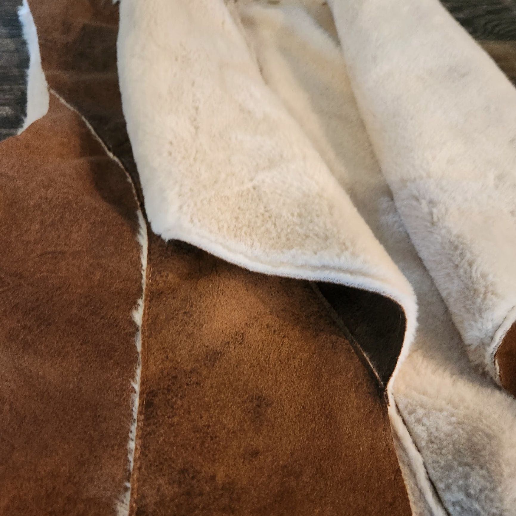 Vintage VINTAGE Faux Leather Shearling Drape Vest Open Front Brown Womens Medium Western Cowgirl Knox Rose Vest M Brown Womens Bohemian Rock Open Front Size M / US 6-8 / IT 42-44 - 4 Thumbnail