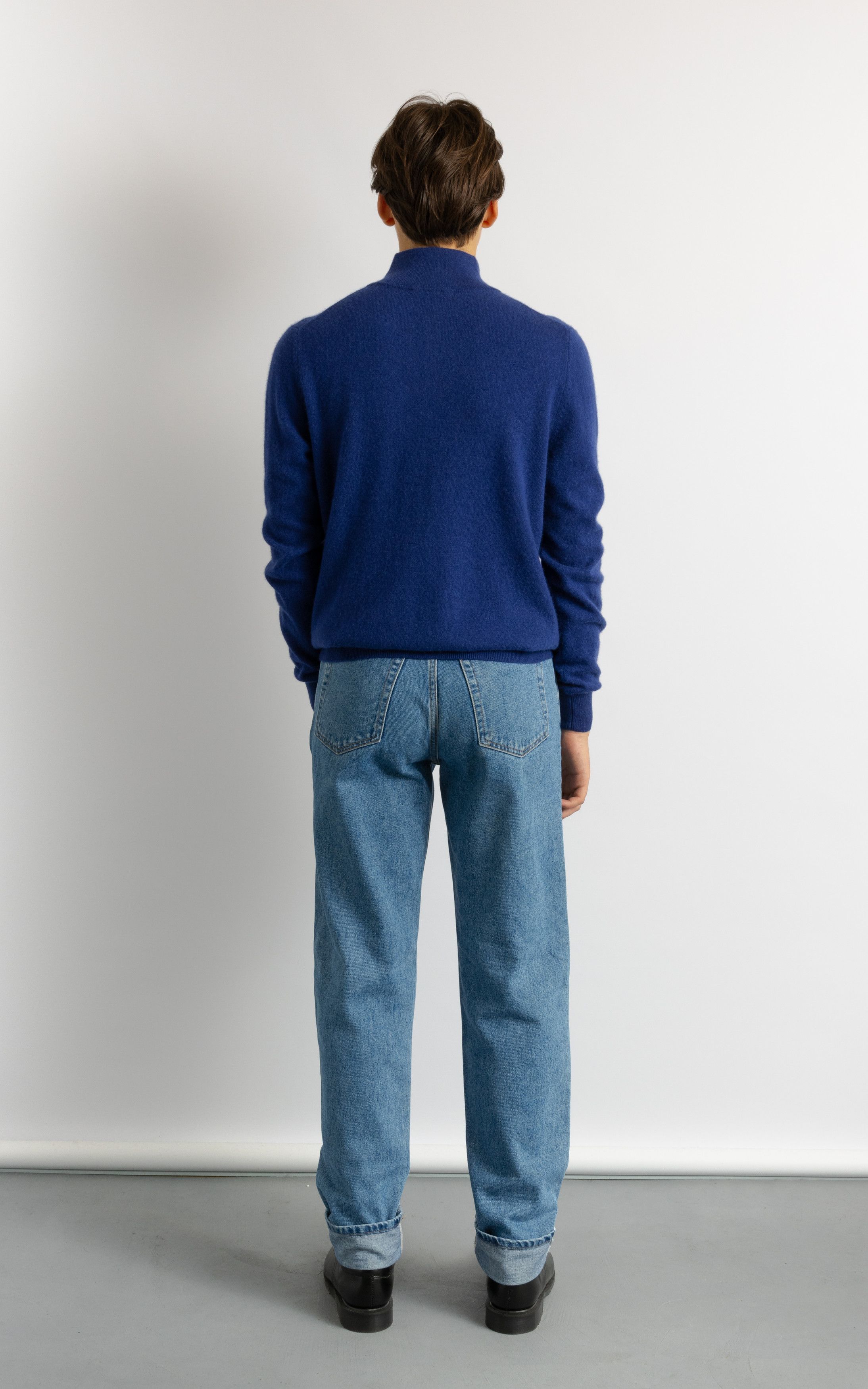 Vintage Unisex Cashmere Blue 1/4 Zip Turtleneck Sweater 8734 Size US M / EU 48-50 / 2 - 6 Thumbnail